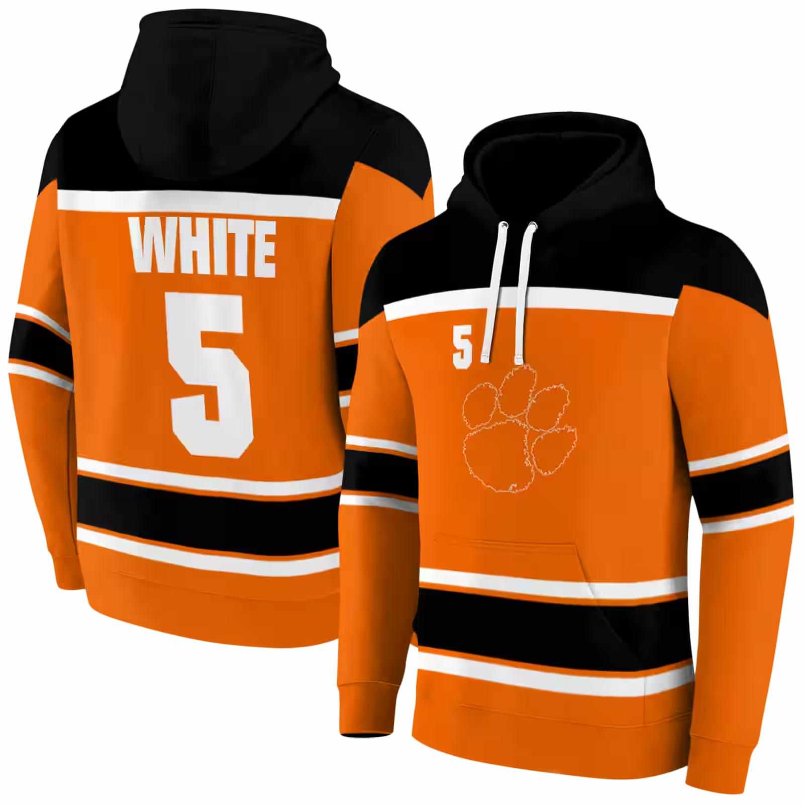 personalized clemson tigers striped pattern orange hoodie fashion forward