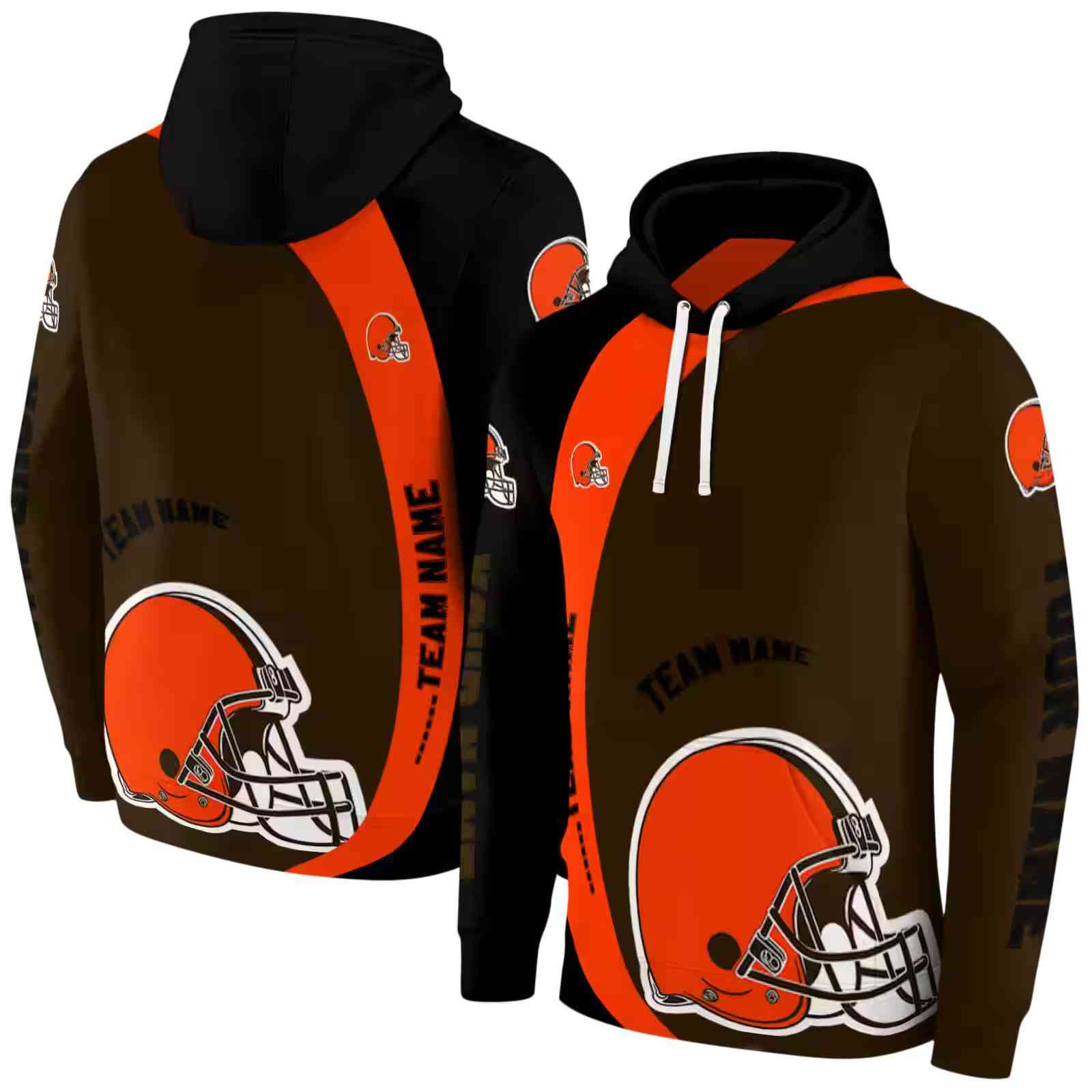 personalized cleveland browns minimalist design brown black hoodie fashion forward