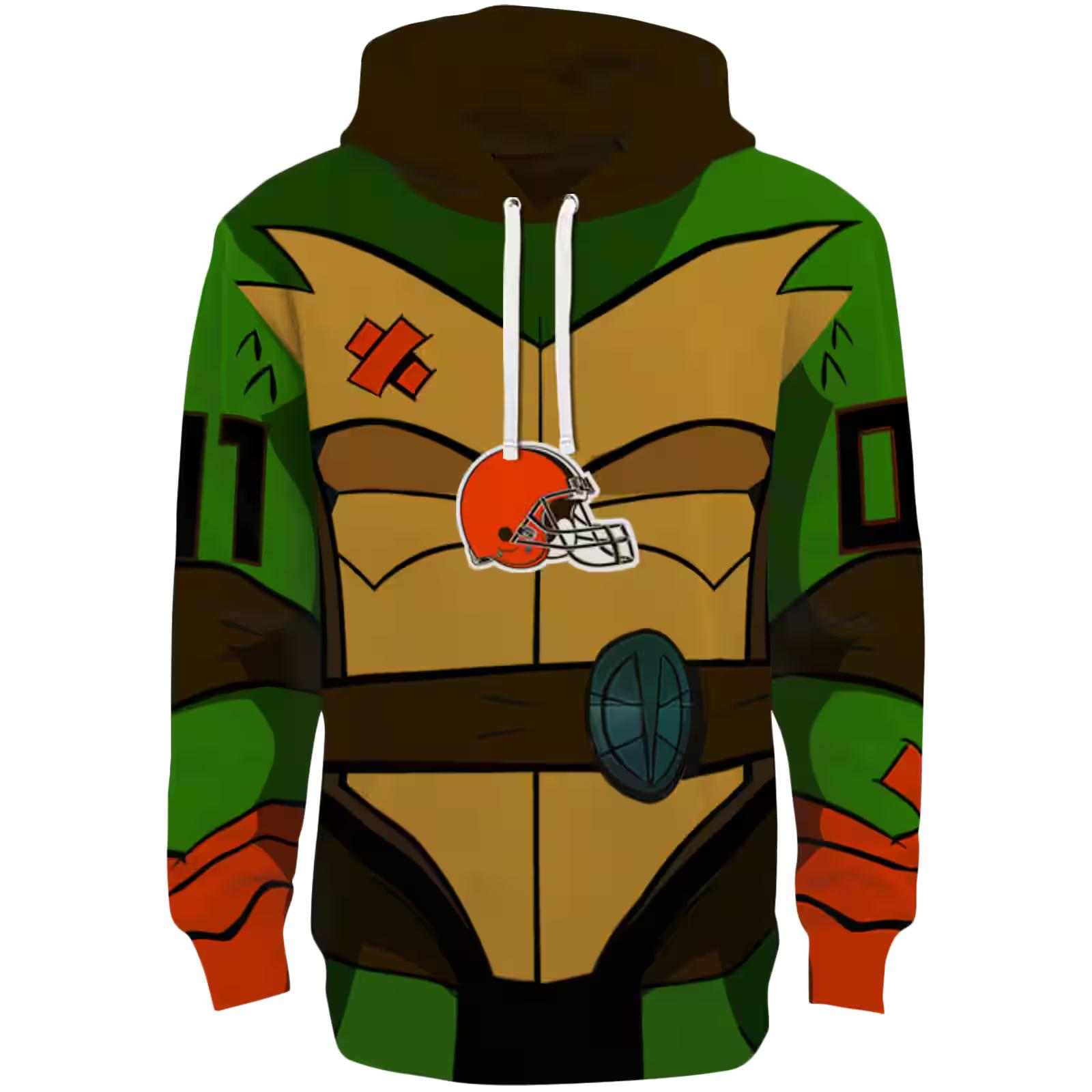 Personalized Cleveland Browns Superhero Armor Brown Green Hoodie