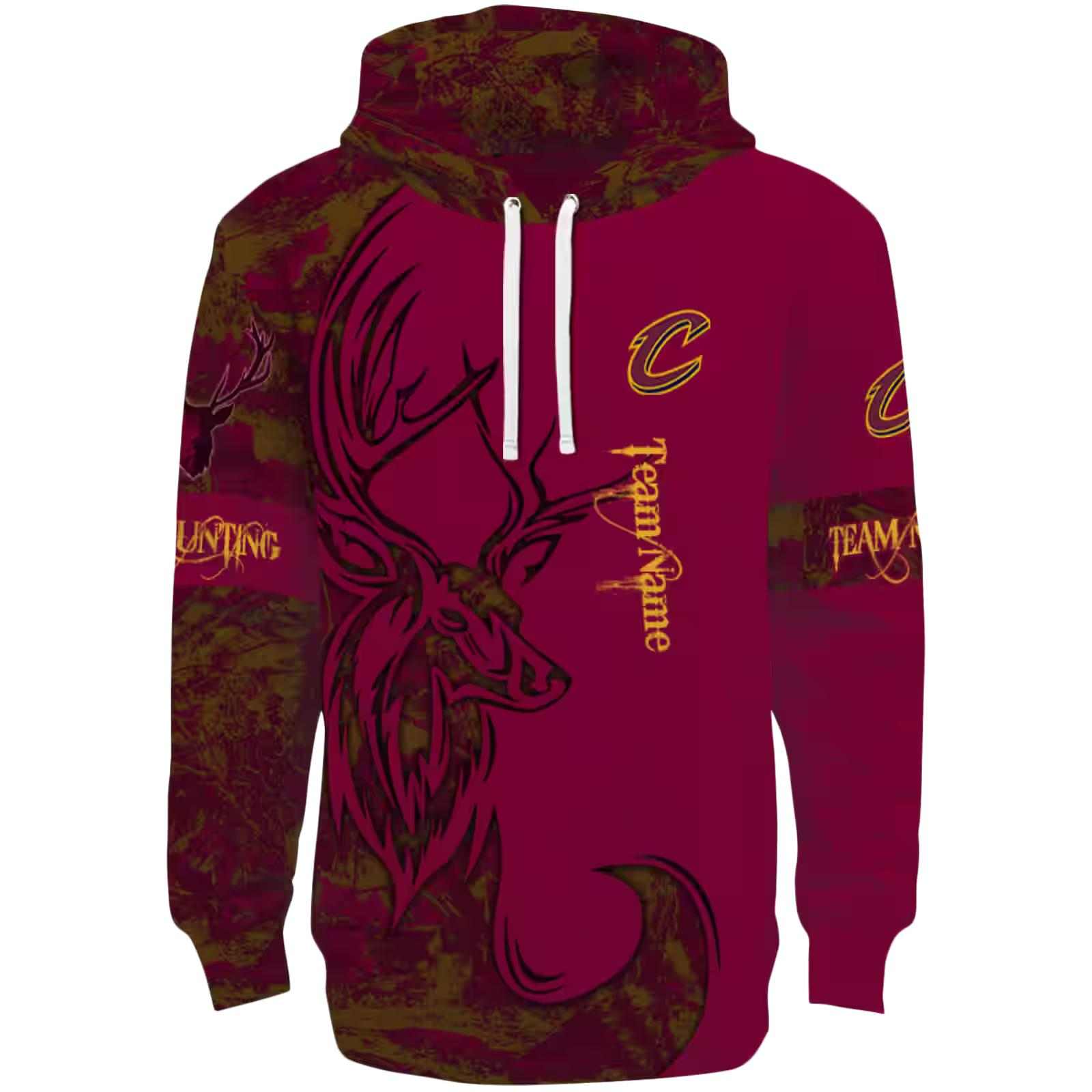 Personalized Cleveland Cavaliers Deer Silhouette Wine Hoodie