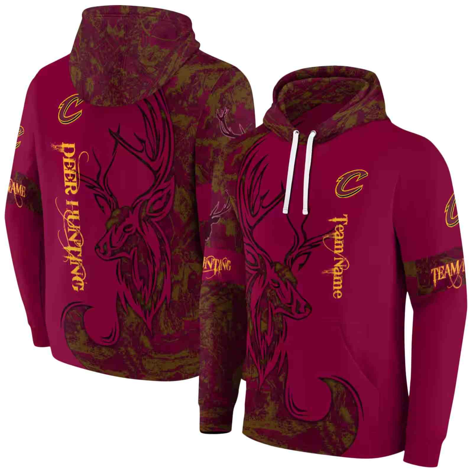 personalized cleveland cavaliers deer silhouette wine hoodie fashion forward