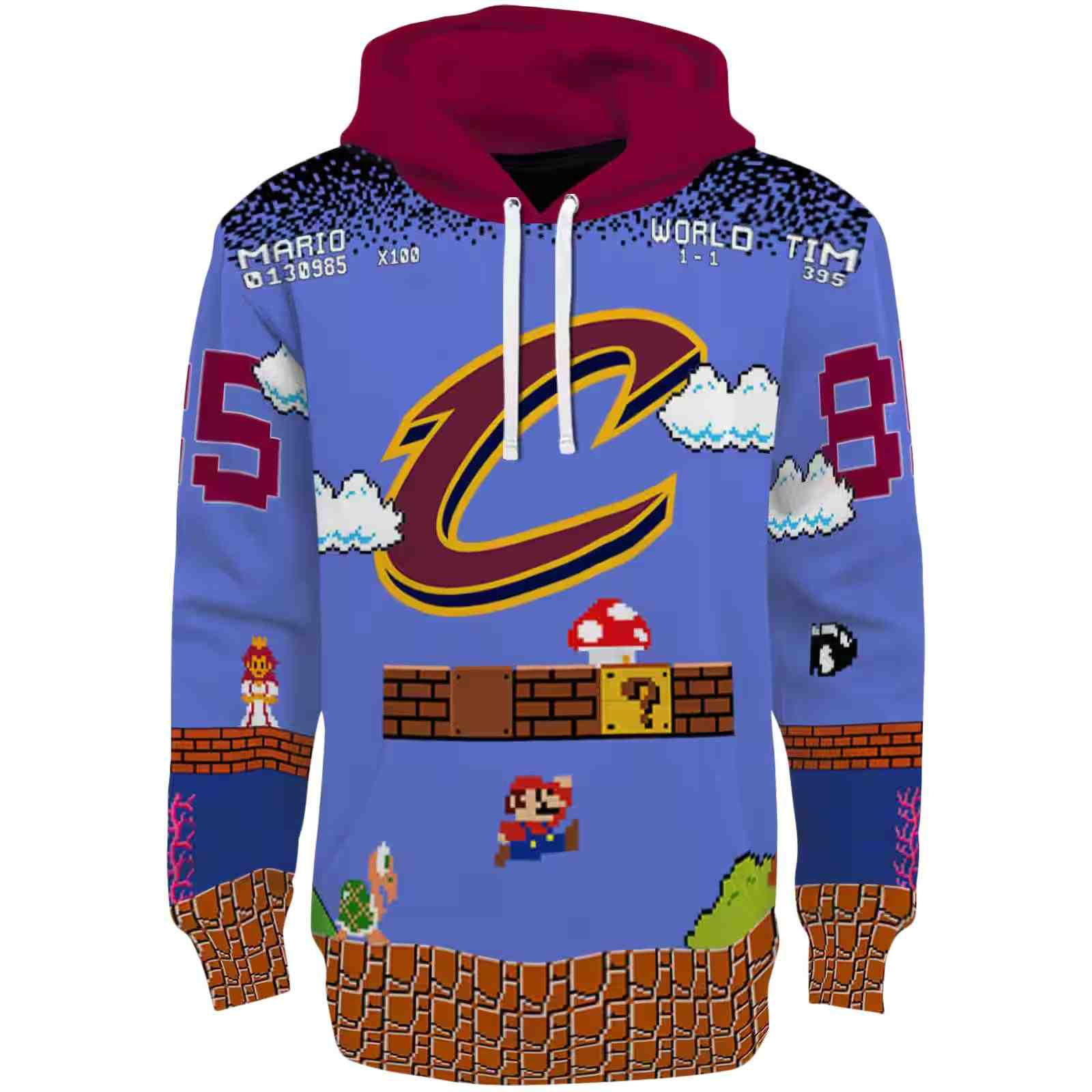 Personalized Cleveland Cavaliers Mario Blue Black Hoodie