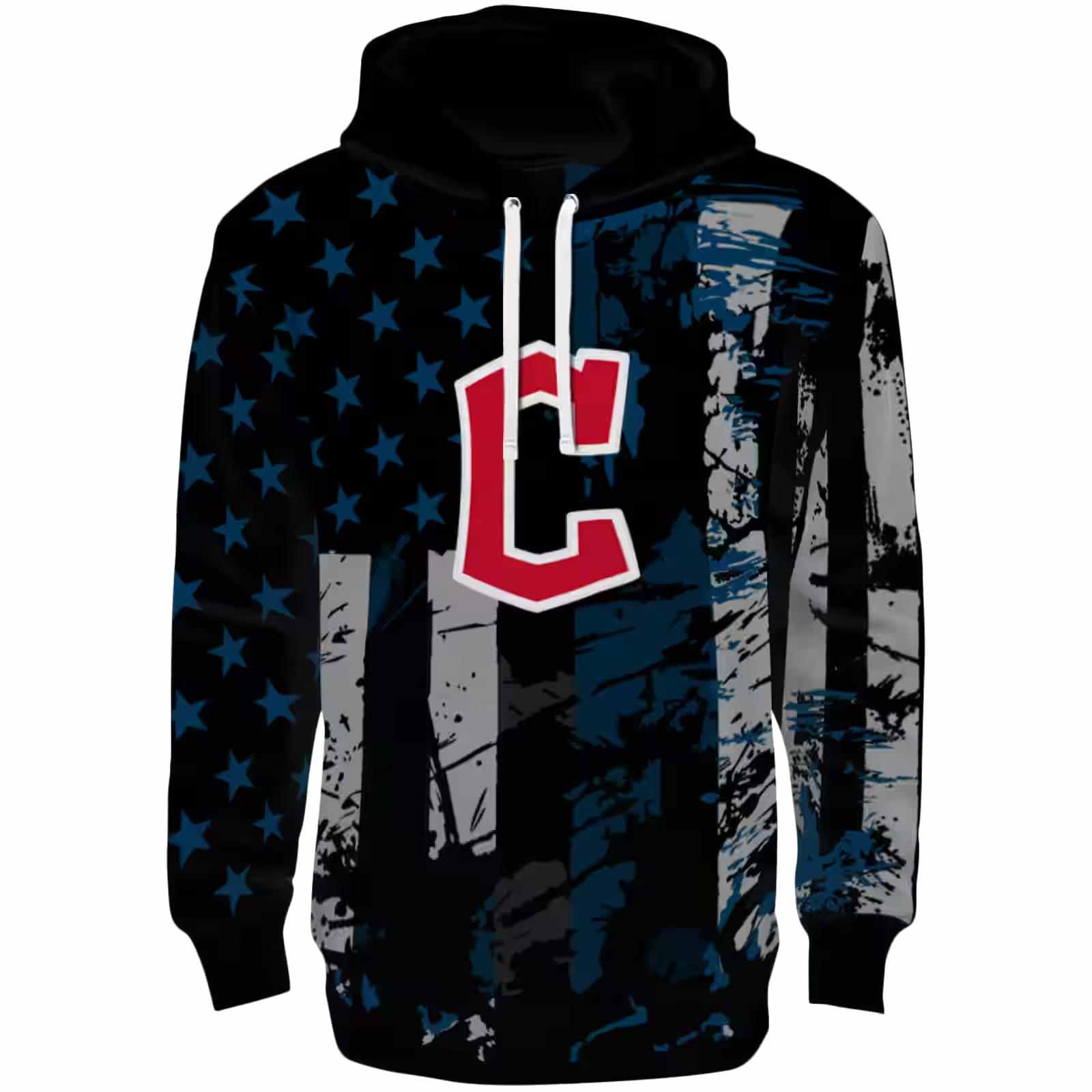 Personalized Cleveland Guardians Distressed Flag Navy Blue Black Hoodie