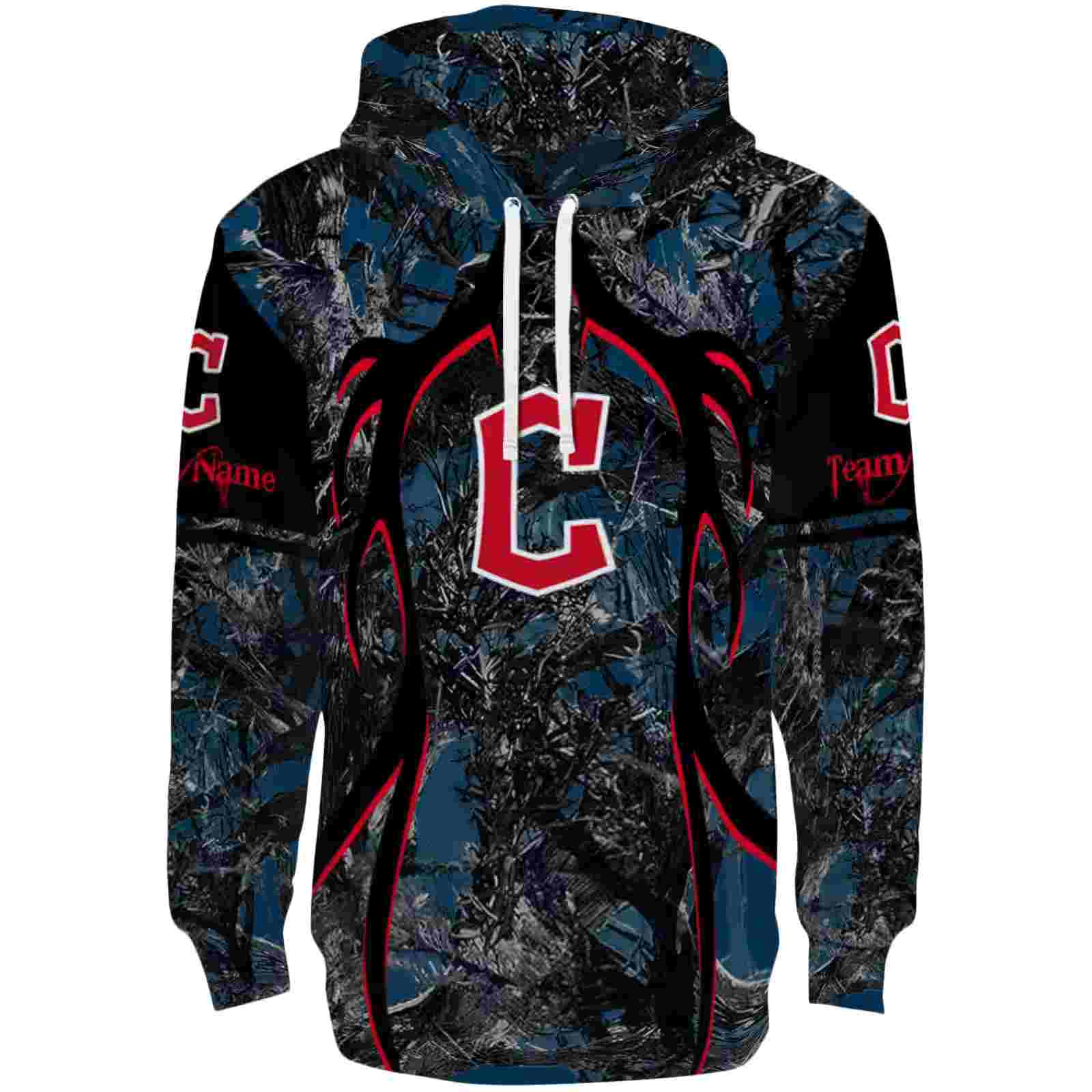 Personalized Cleveland Guardians Hunting Theme Navy Blue Black Hoodie