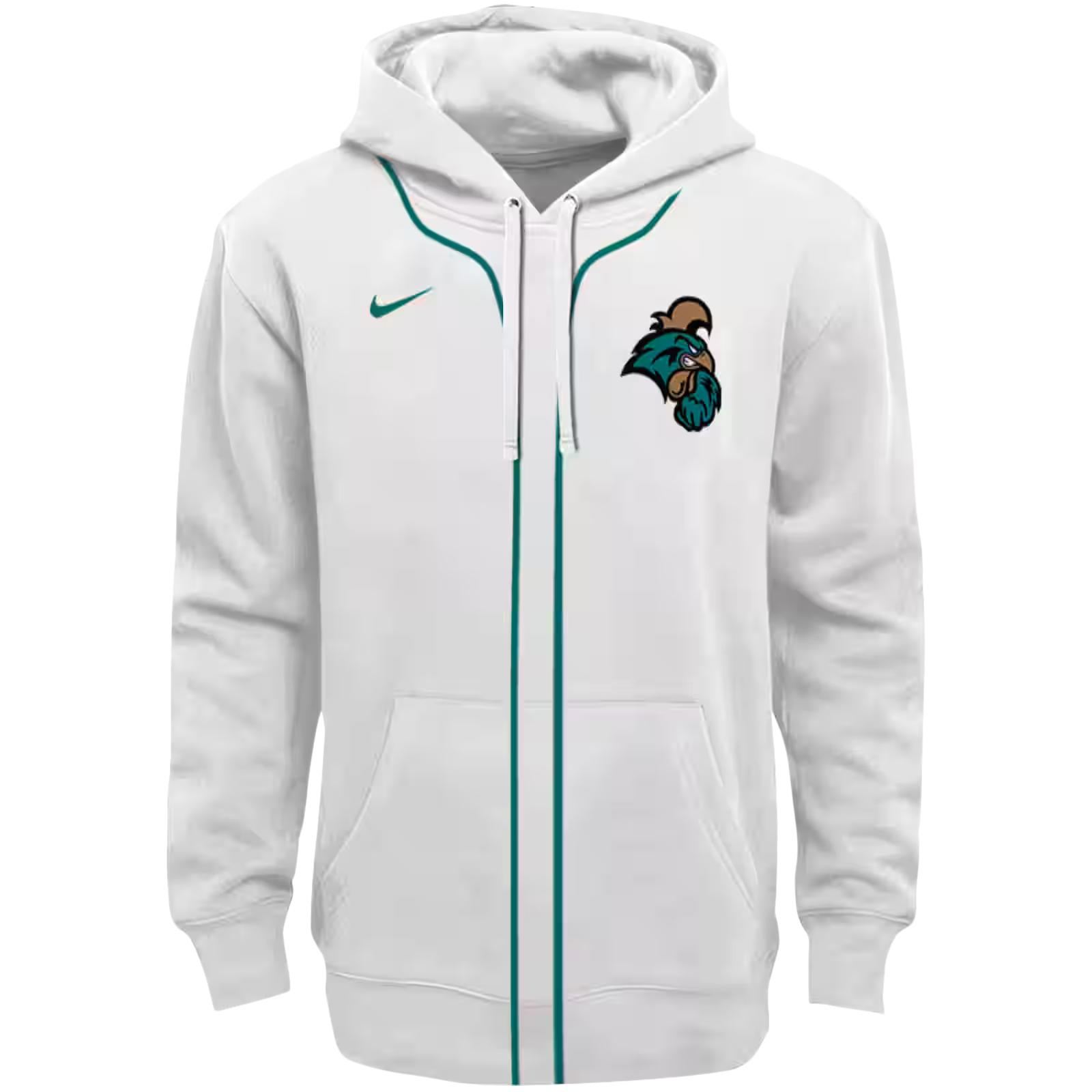Personalized Coastal Carolina Chanticleers Sporty Stripe White Hoodie