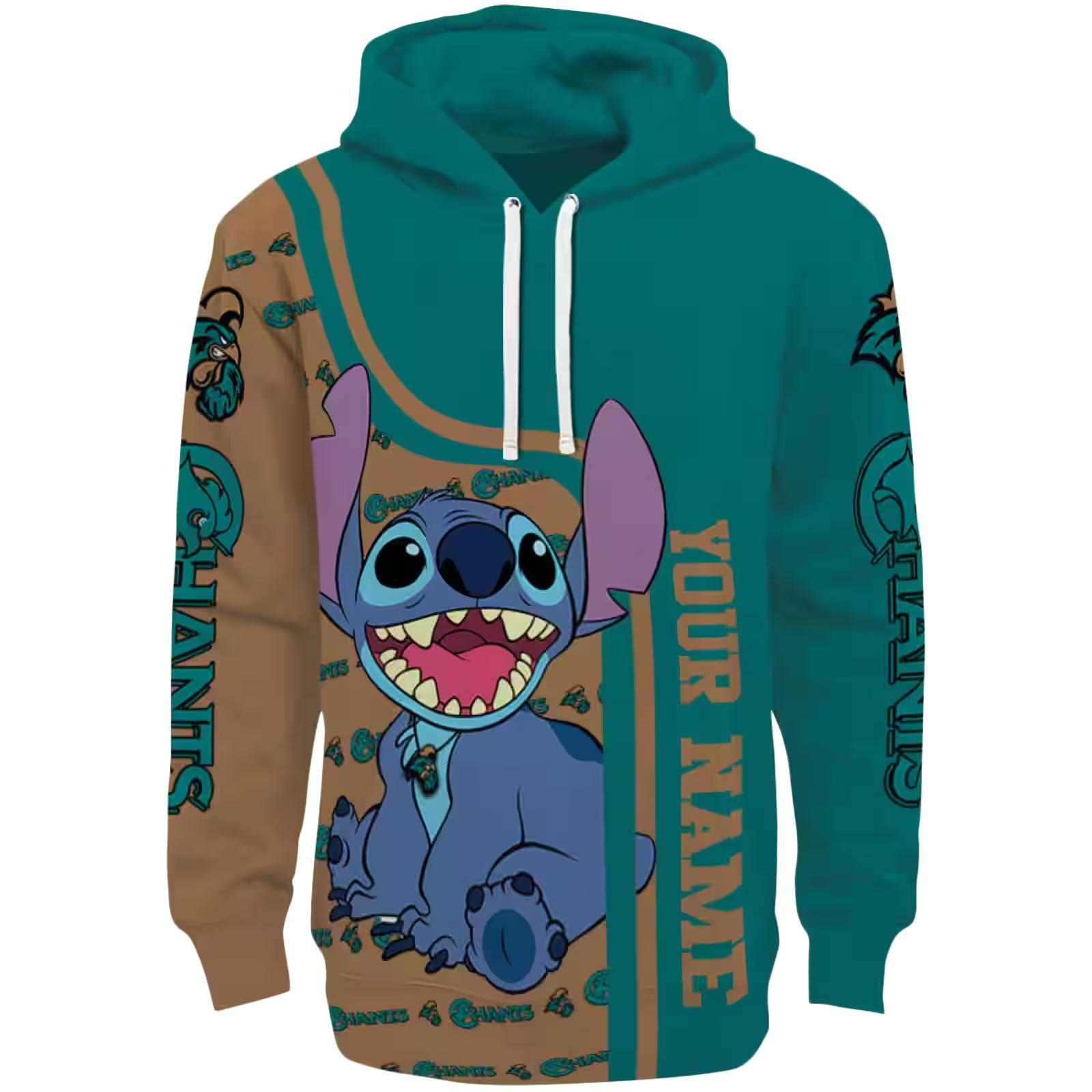 Personalized Coastal Carolina Chanticleers Stitch Green Hoodie
