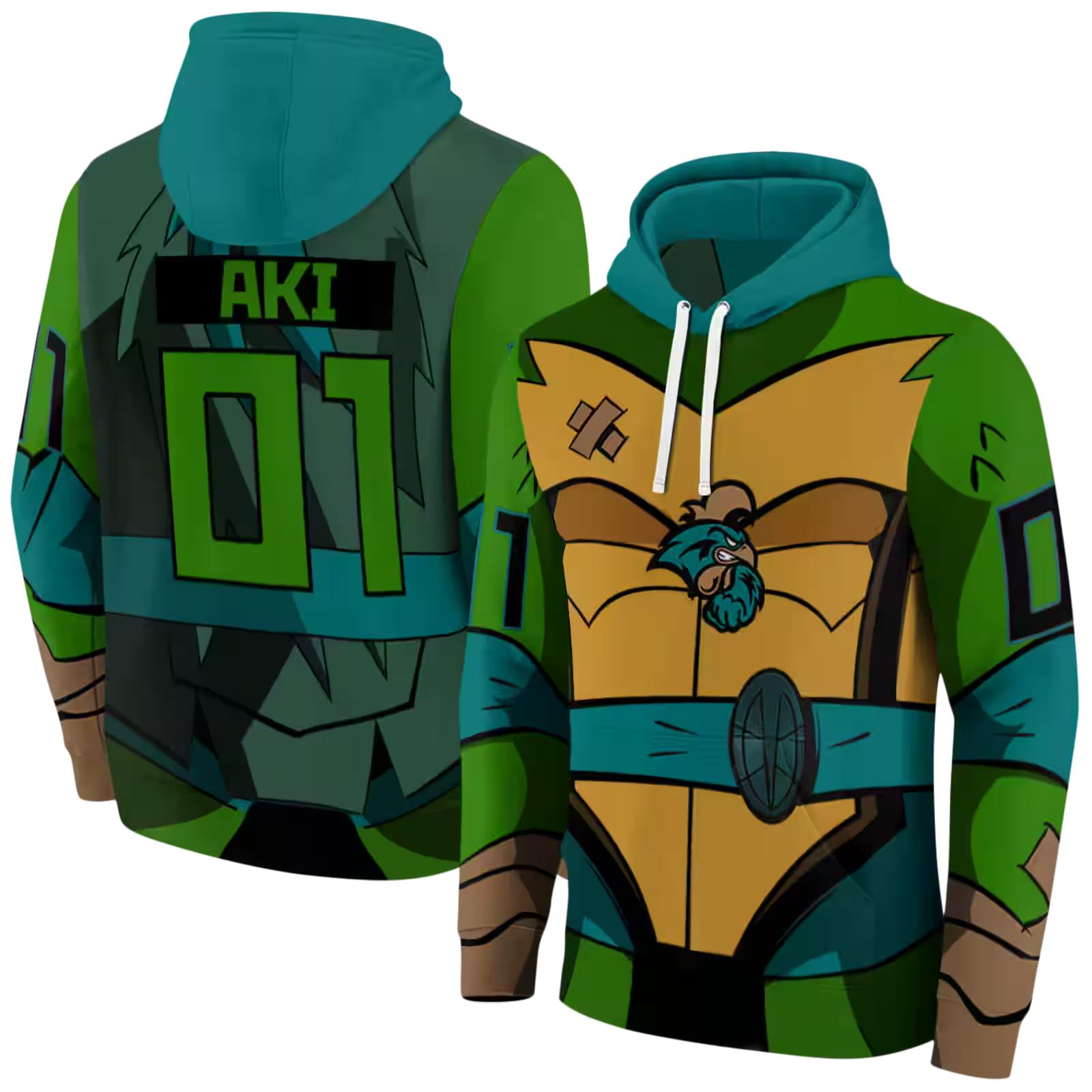 personalized coastal carolina chanticleers superhero armor green hoodie fashion forward