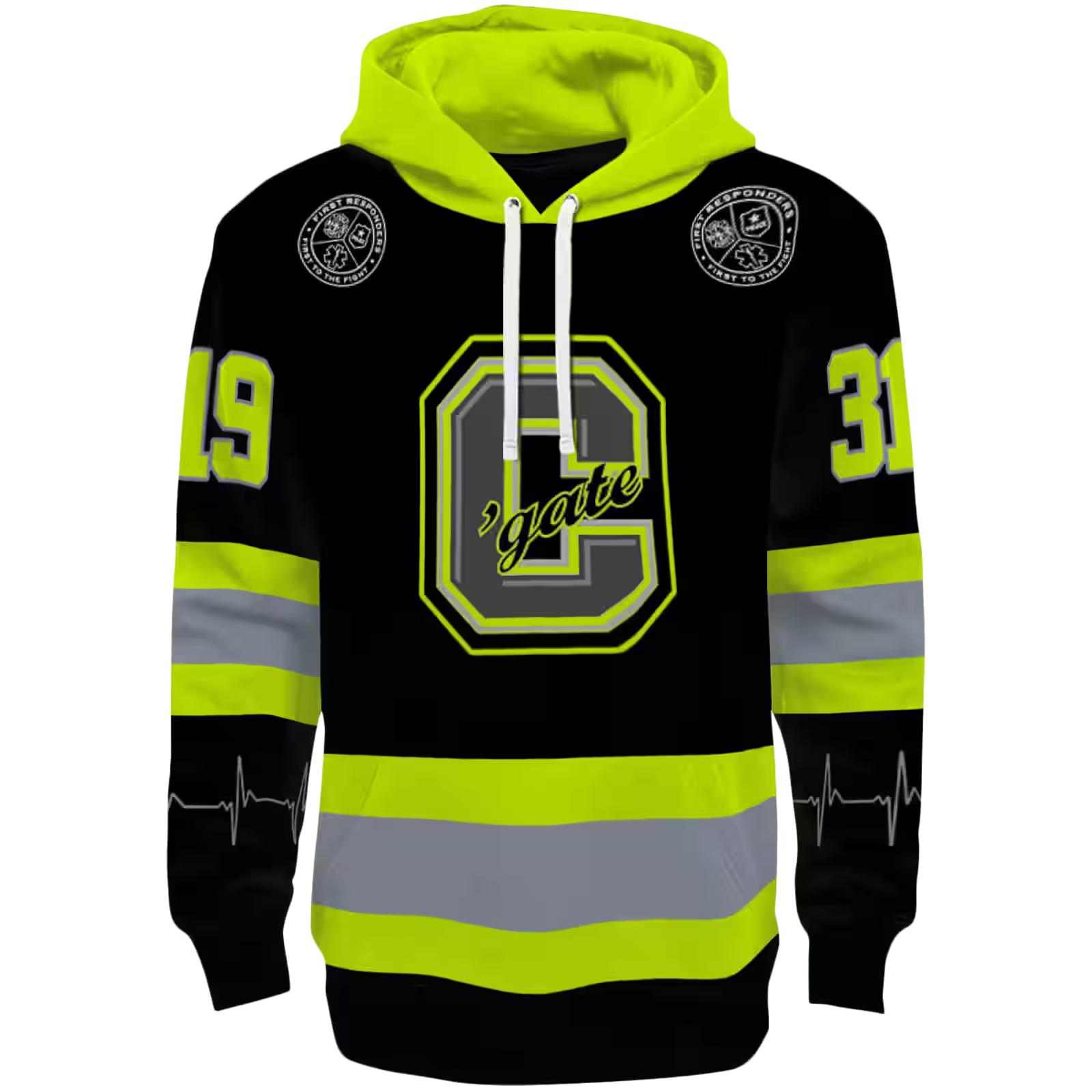 Personalized Colgate Raiders Safety Motif Black Neon Green Hoodie