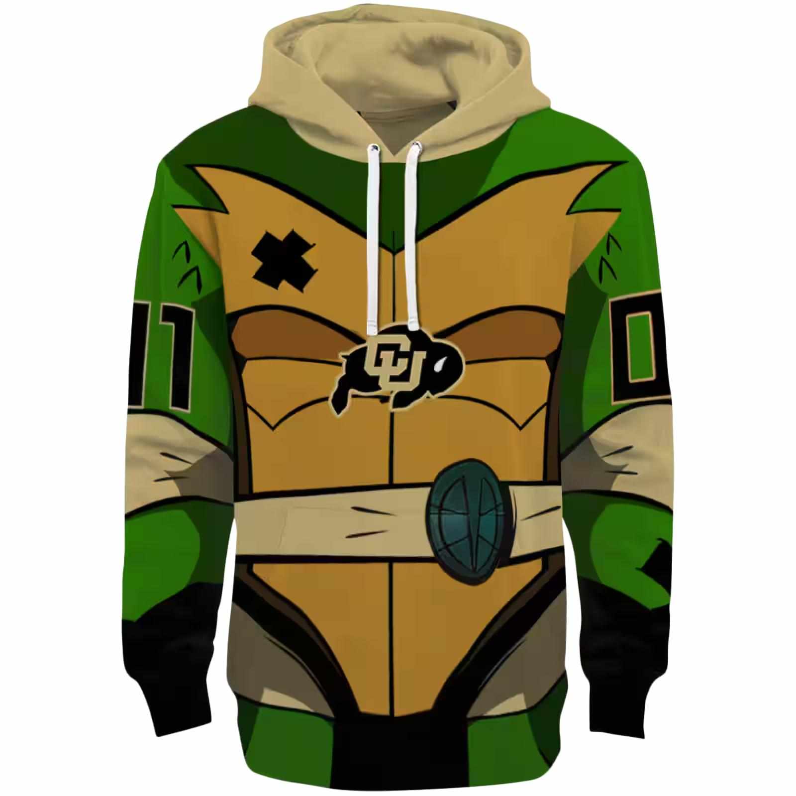 Personalized Colorado Buffaloes Superhero Armor Gold Green Hoodie