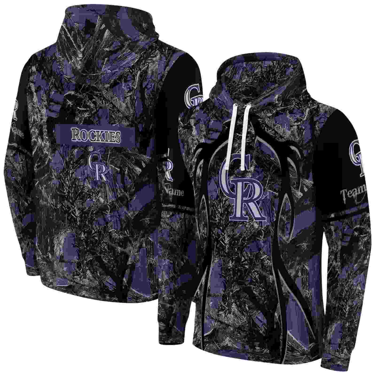 personalized colorado rockies hunting theme blue black hoodie fashion forward