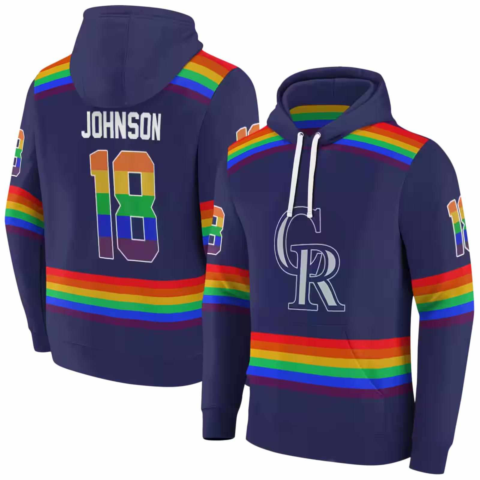 personalized colorado rockies rainbow stripes blue hoodie fashion forward