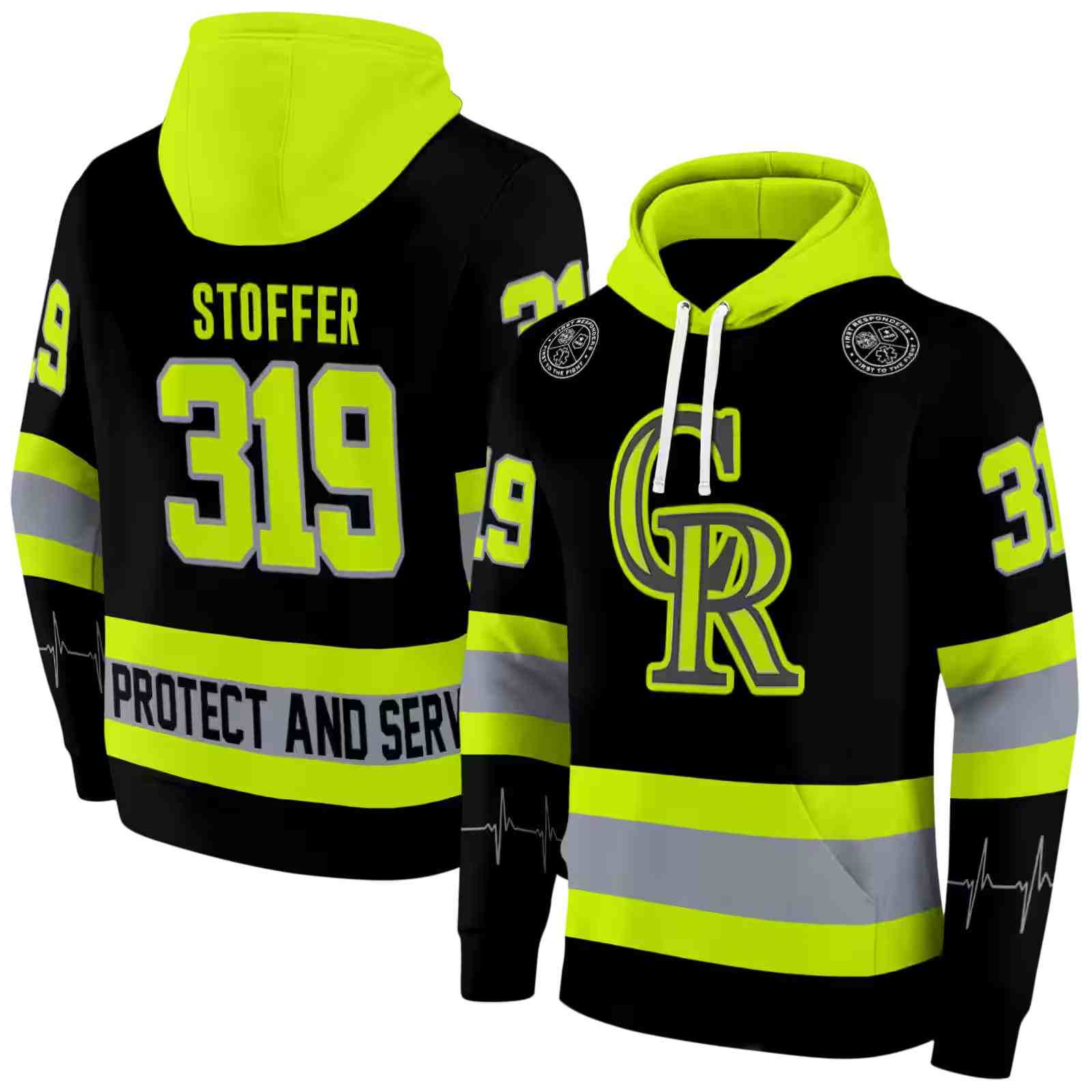 personalized colorado rockies safety motif black neon green hoodie fashion forward