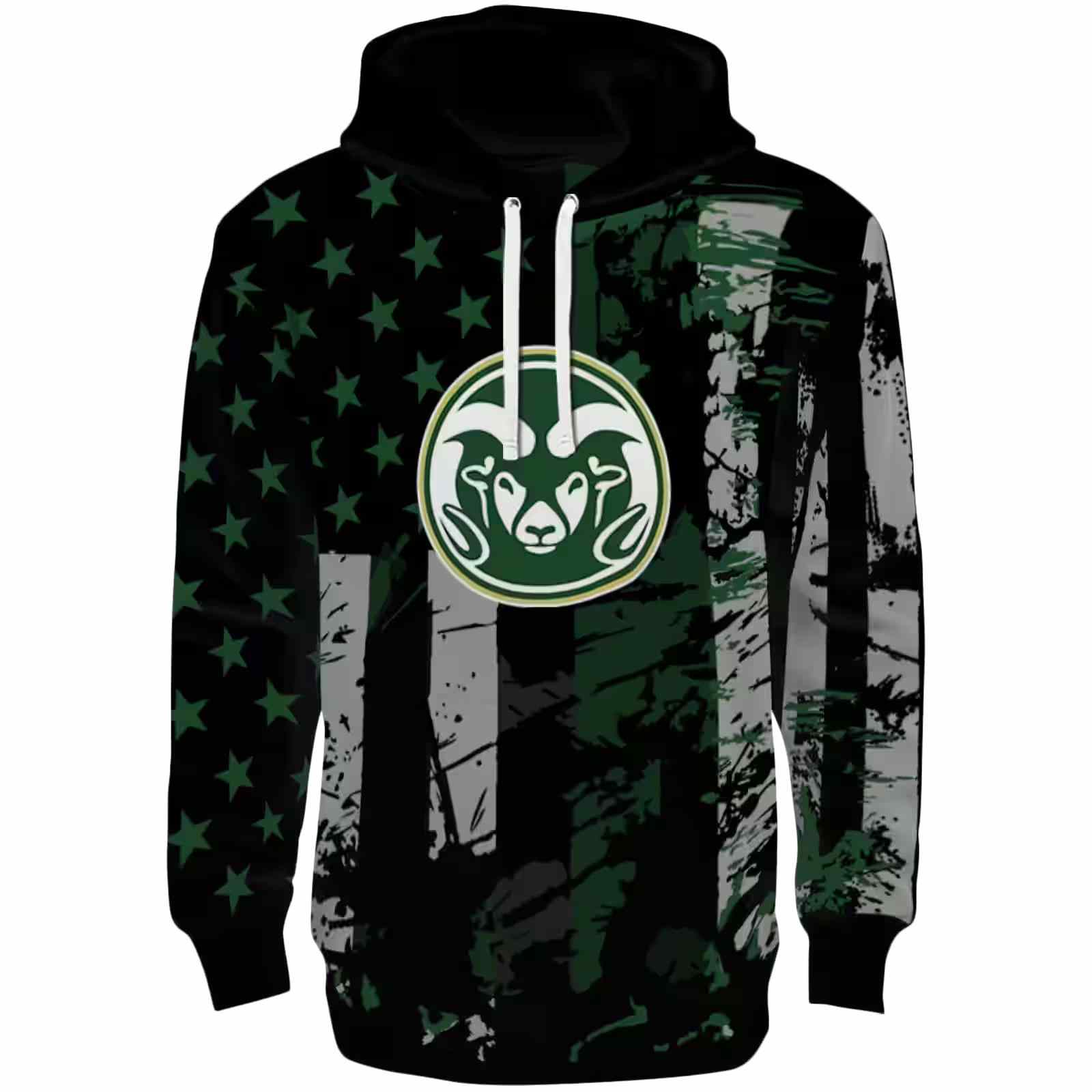 Personalized Colorado State Rams Distressed Flag Green Black Hoodie