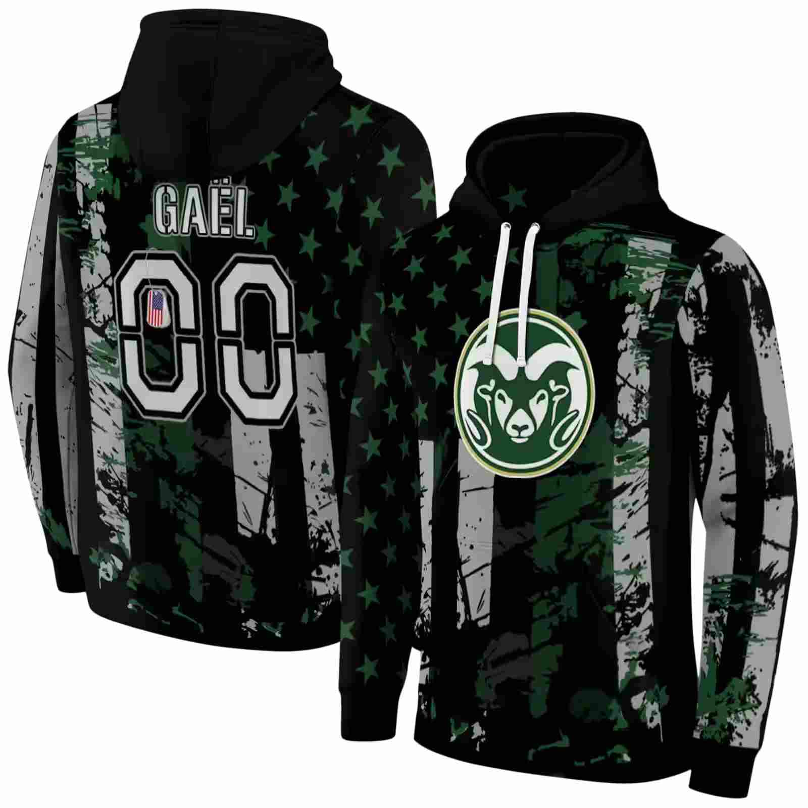 personalized colorado state rams distressed flag green black hoodie fashion forward