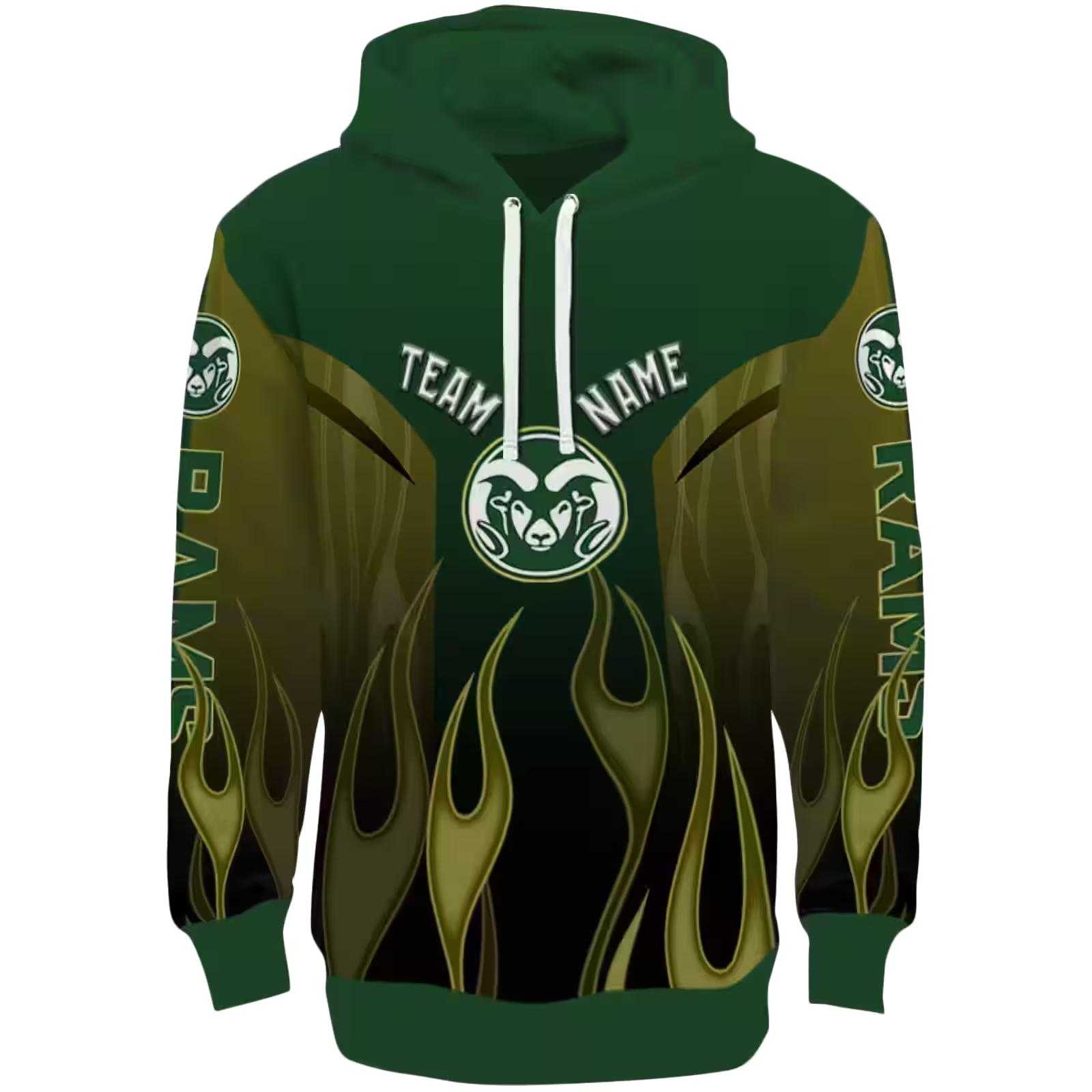Personalized Colorado State Rams Flame Design Green Hoodie