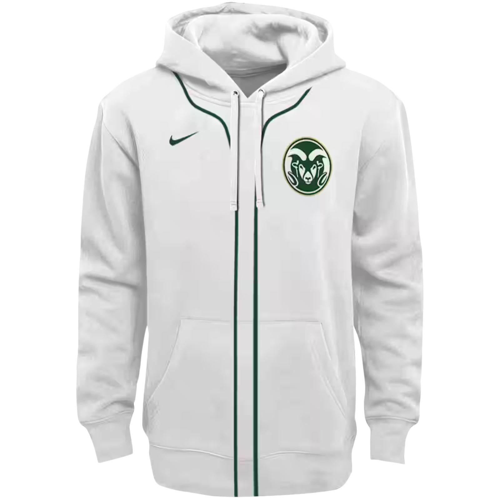 Personalized Colorado State Rams Sporty Stripe White Hoodie