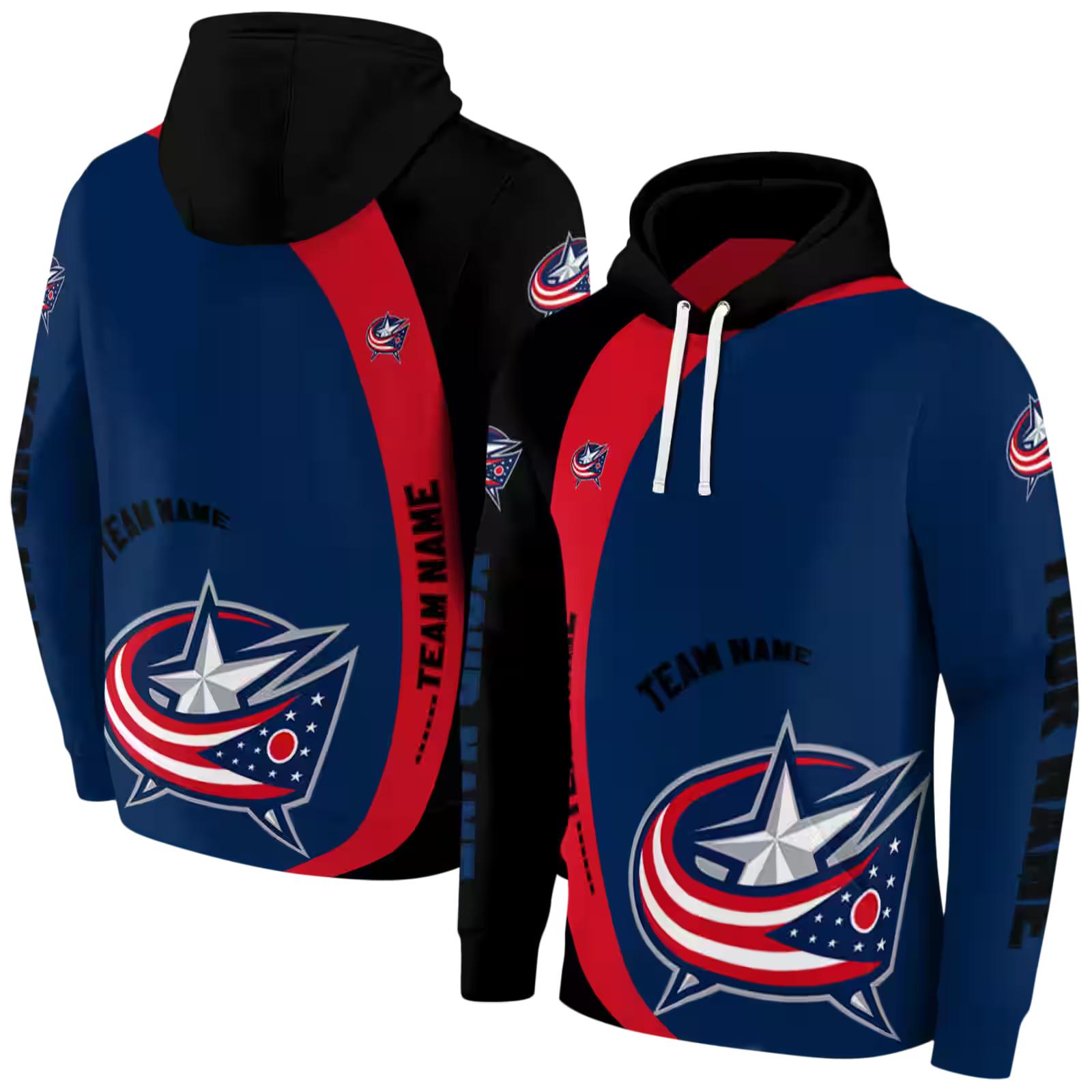 personalized columbus blue jackets minimalist design navy blue black hoodie fashion forward