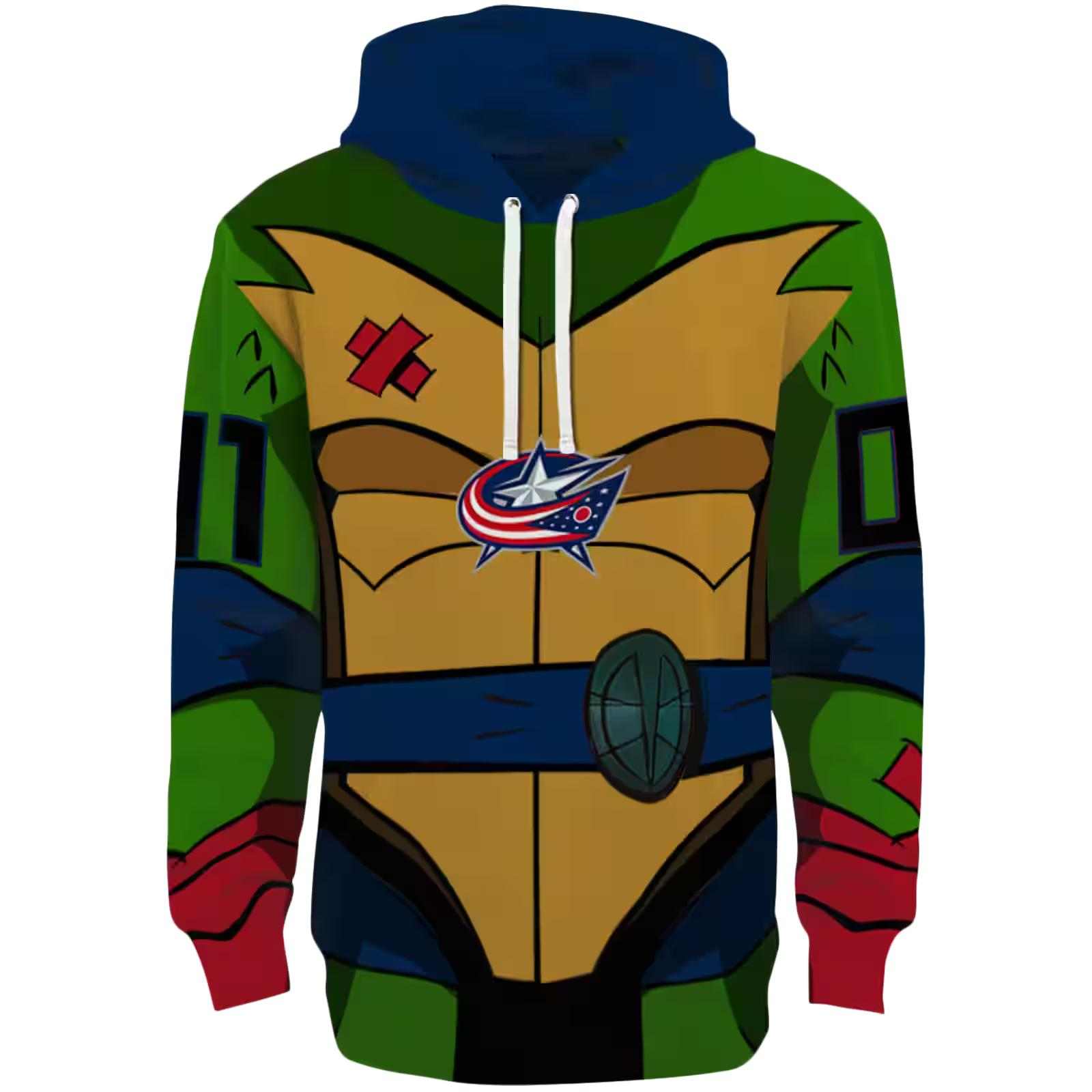 Personalized Columbus Blue Jackets Superhero Armor Navy Blue Green Hoodie