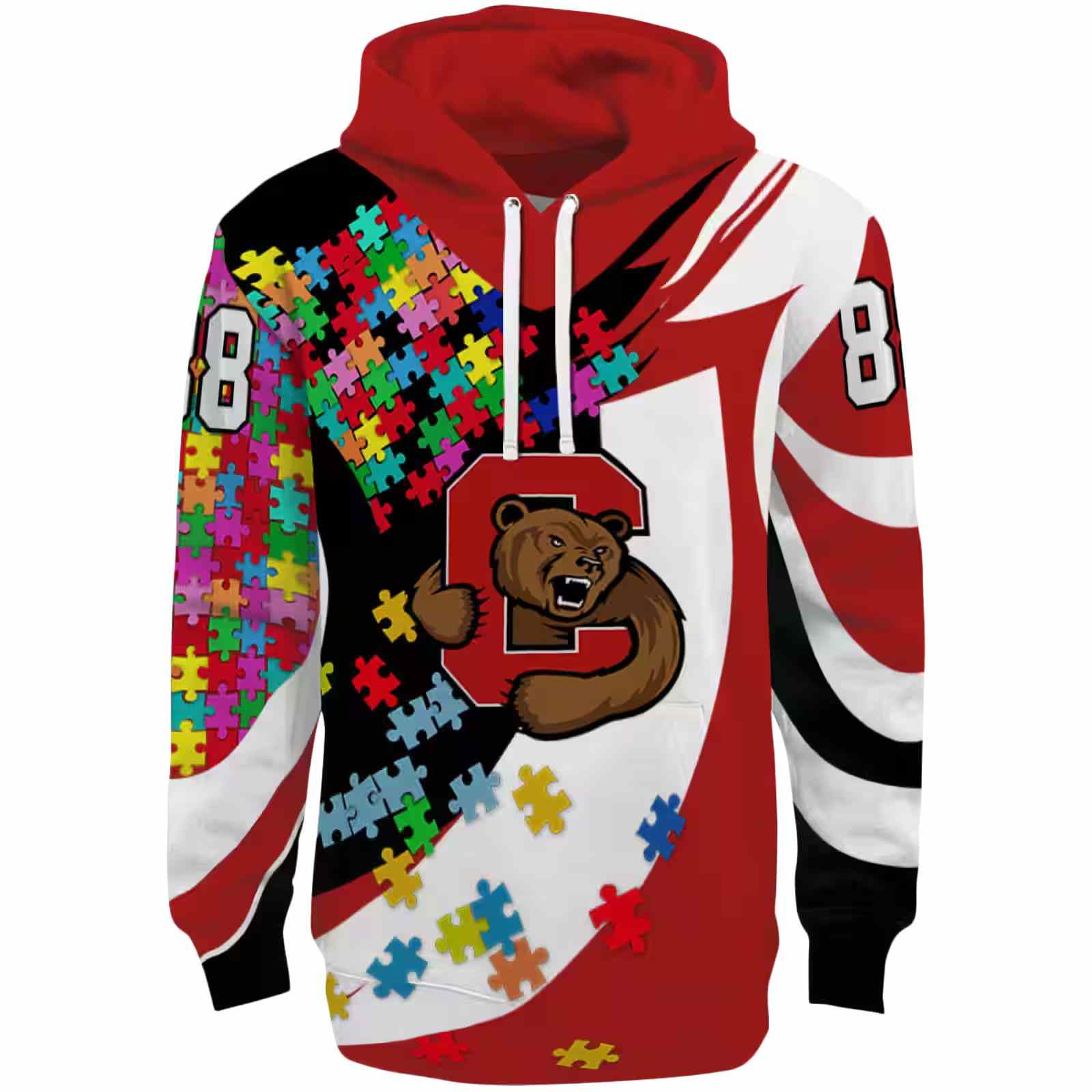 Personalized Cornell Big Red Puzzle Pieces Red Hoodie