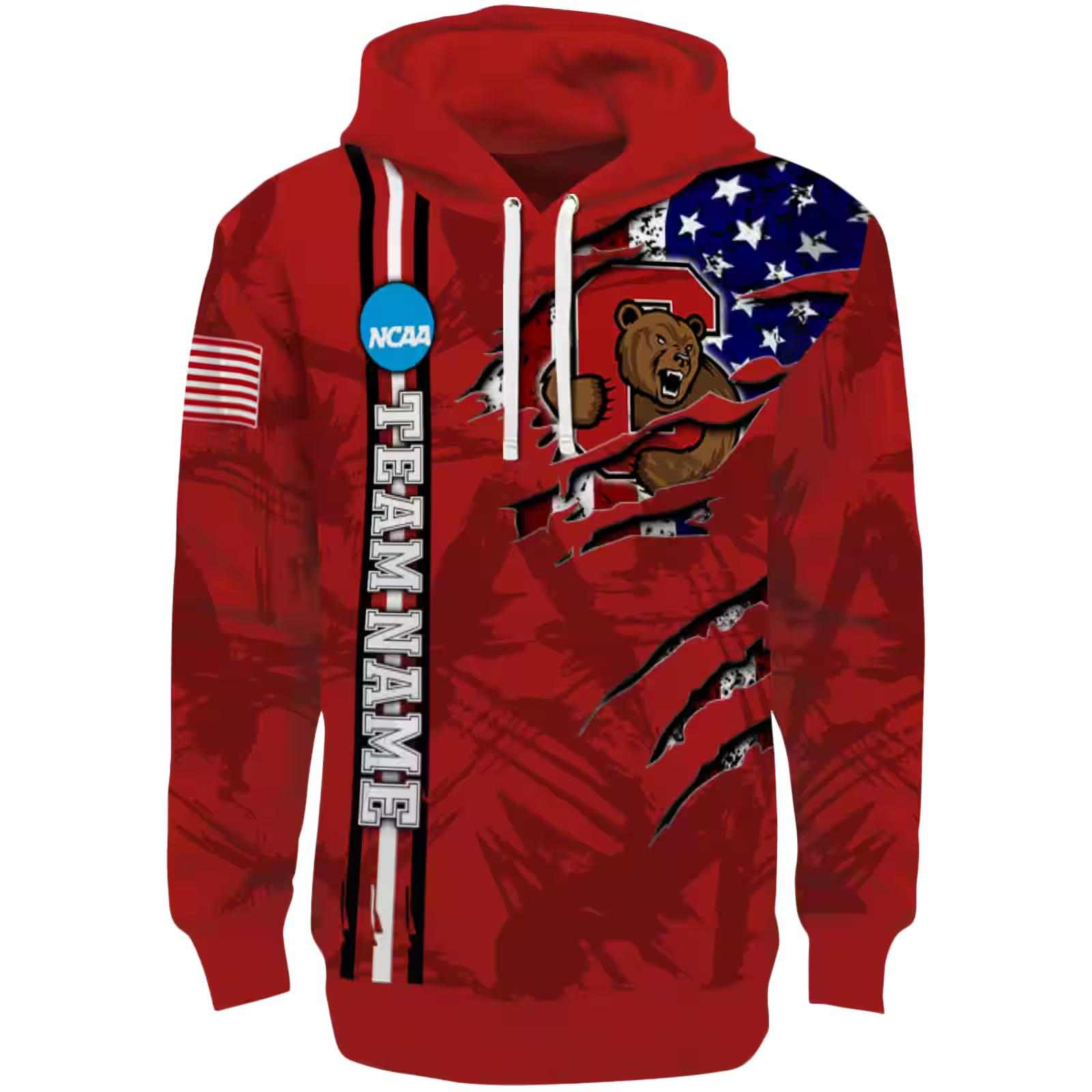 Personalized Cornell Big Red Ripped Flag Red Hoodie