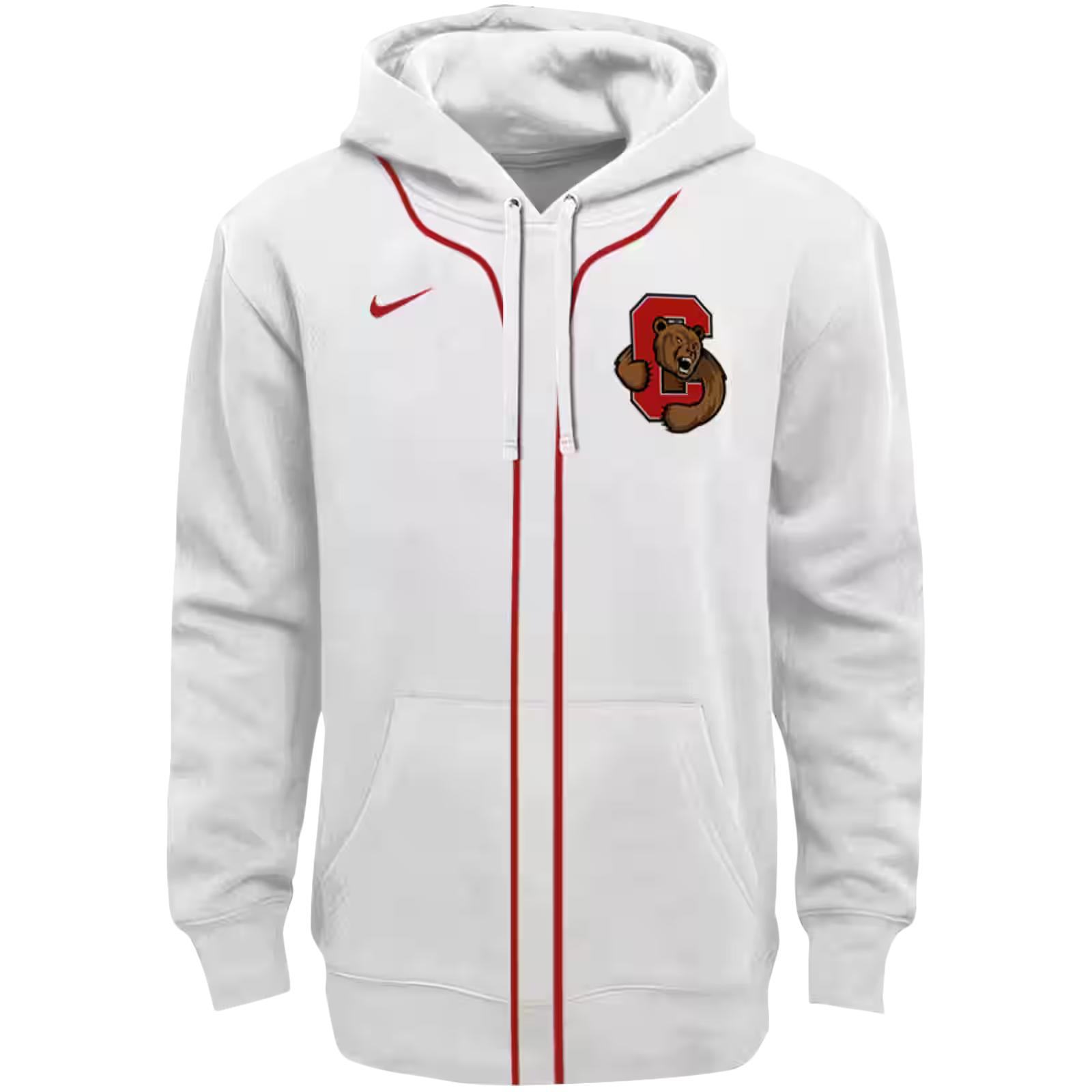 Personalized Cornell Big Red Sporty Stripe White Hoodie