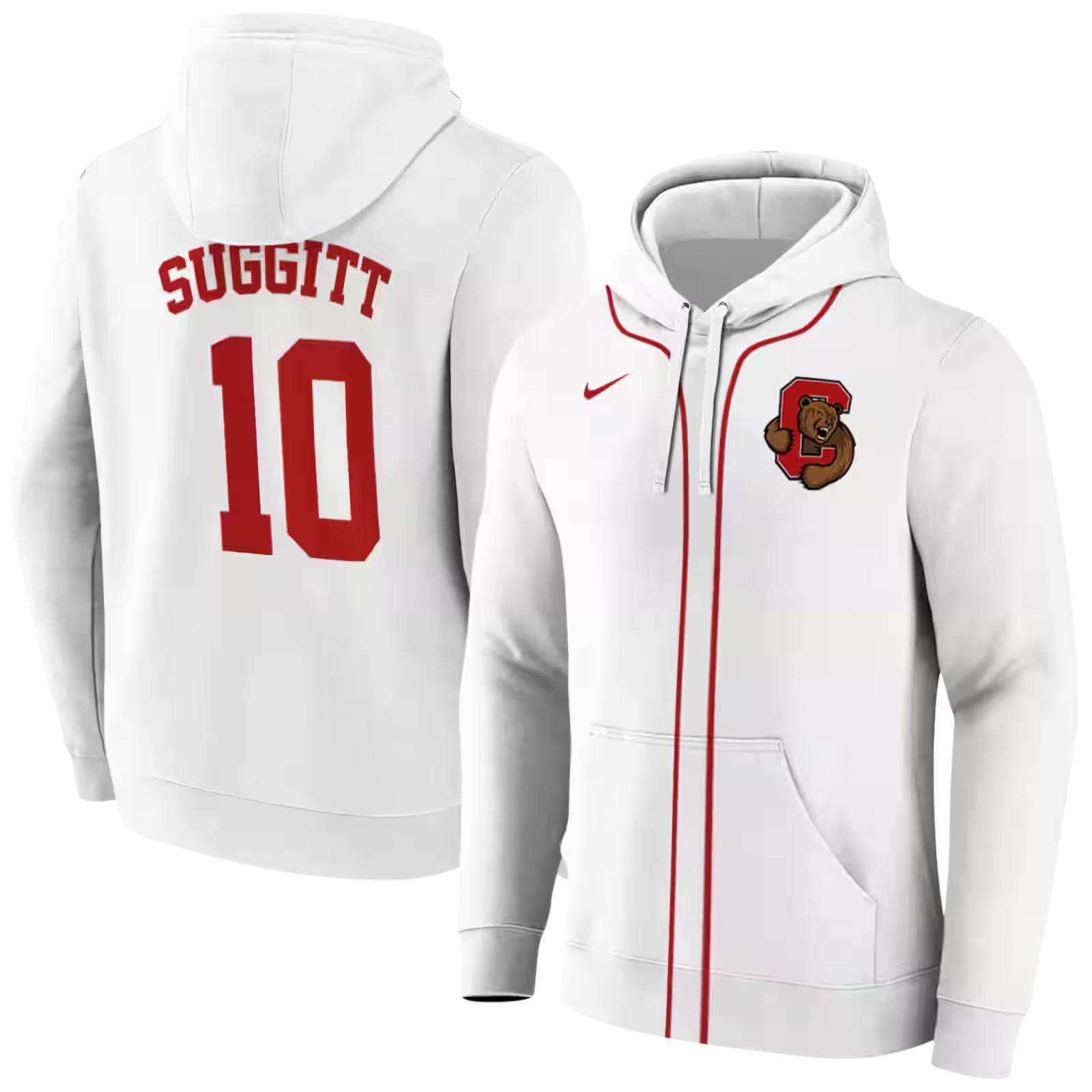 personalized cornell big red sporty stripe white hoodie fashion forward