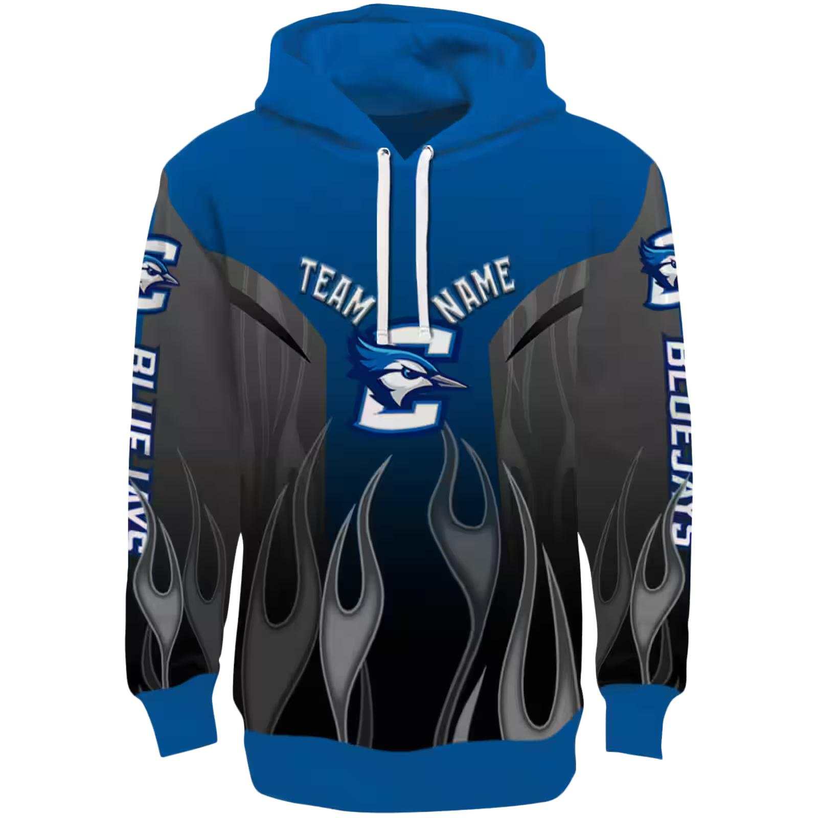 Personalized Creighton Bluejays Flame Design Blue Hoodie