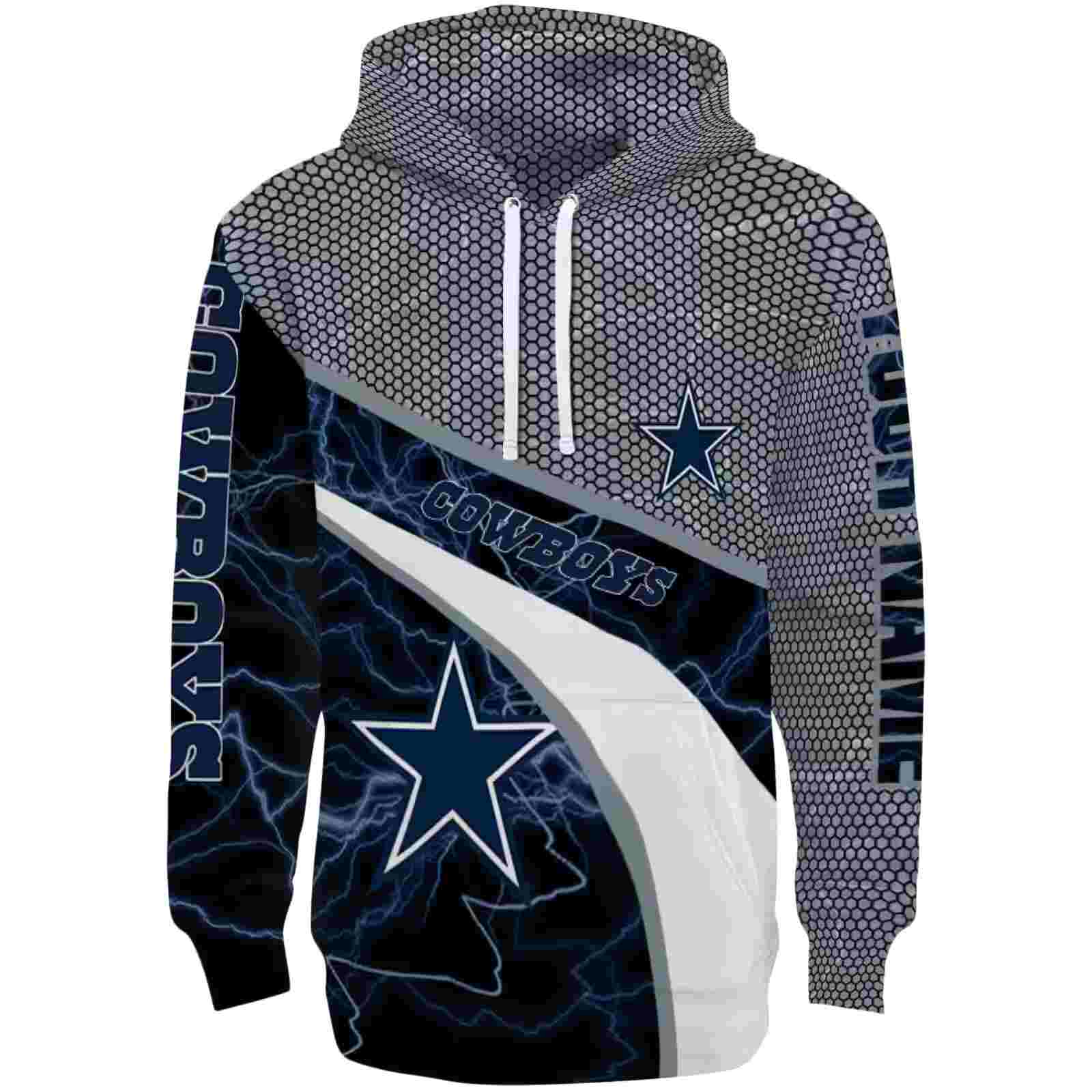 Personalized Dallas Cowboys Hexagonal Mesh Blue Black Gray Hoodie