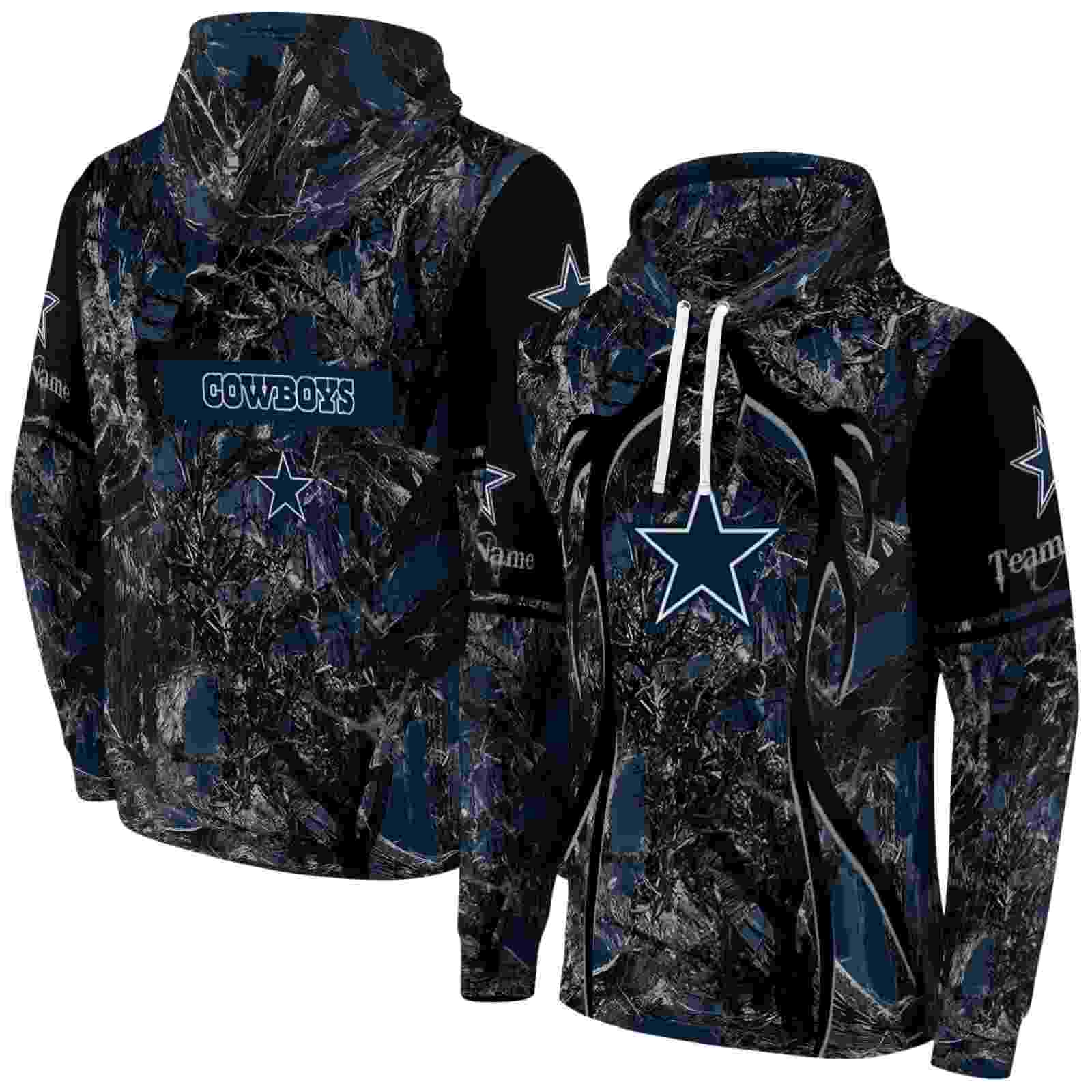 personalized dallas cowboys hunting theme blue black hoodie fashion forward