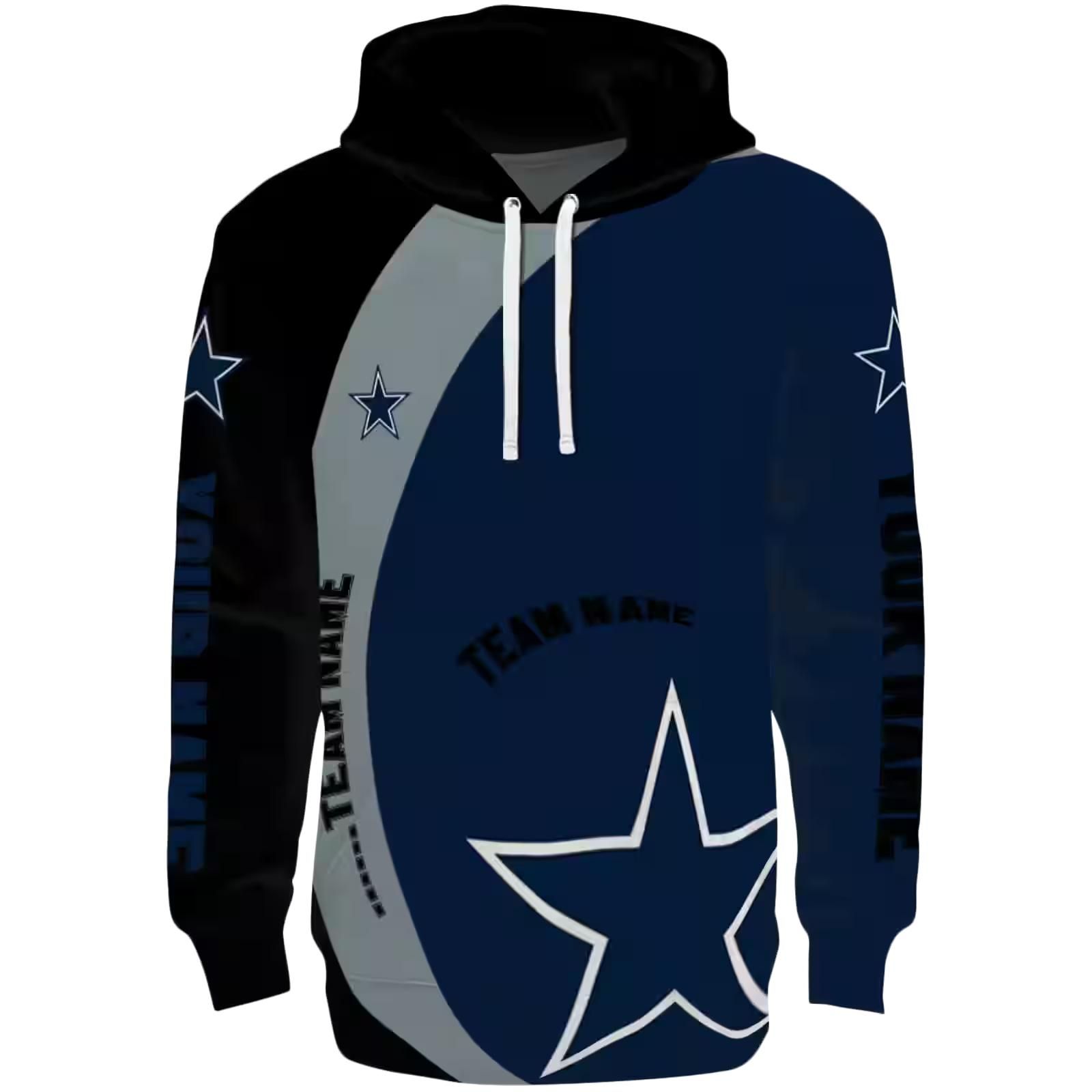 Personalized Dallas Cowboys Minimalist Design Blue Black Hoodie