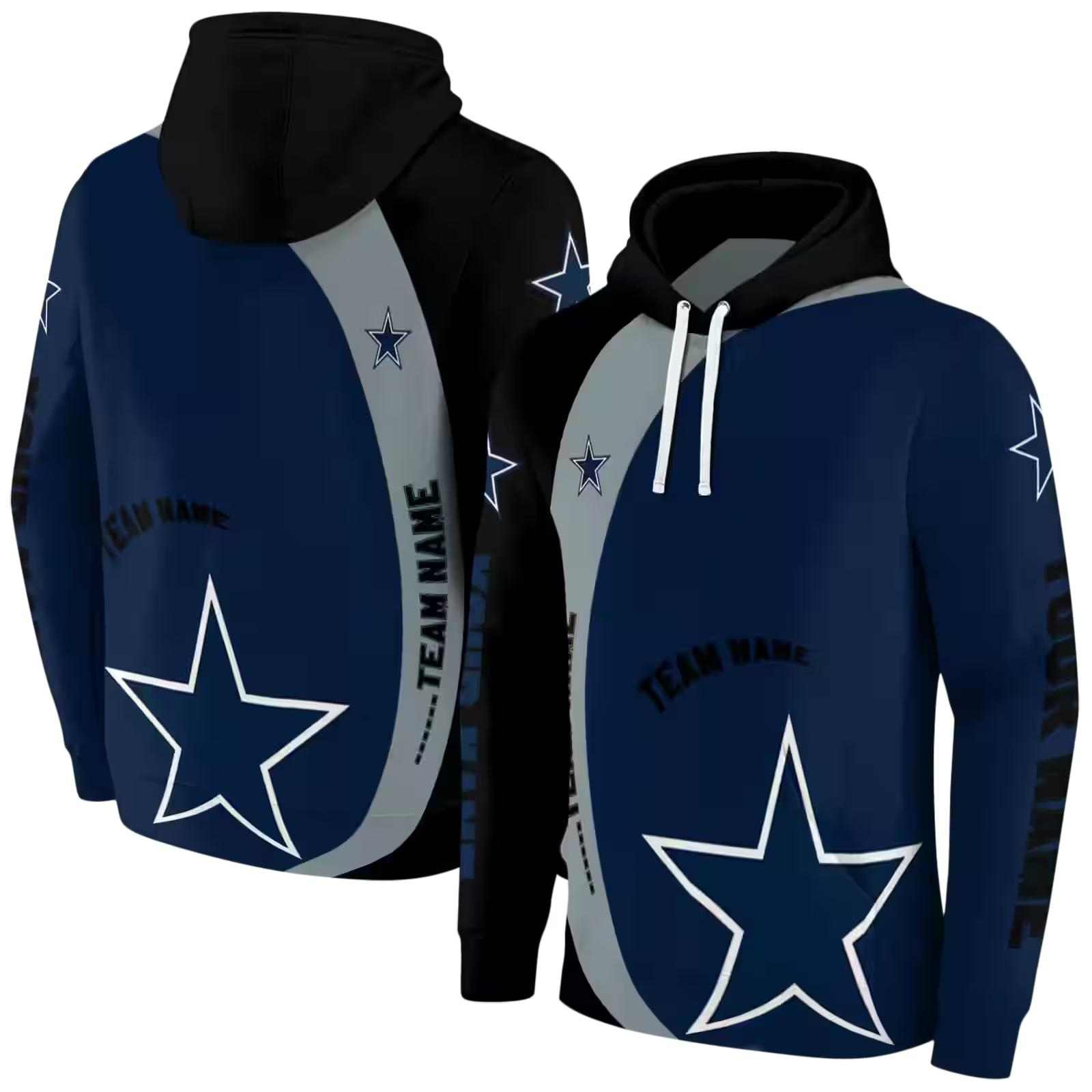 personalized dallas cowboys minimalist design blue black hoodie fashion forward