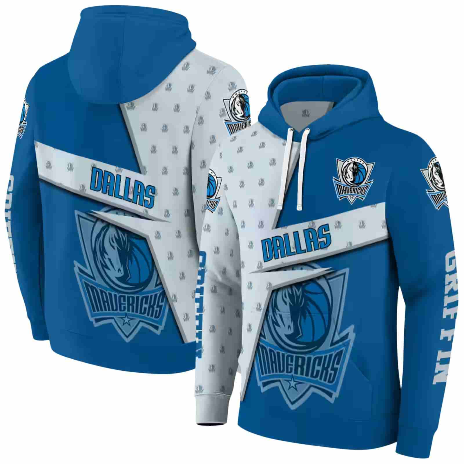 personalized dallas mavericks abstract shape blue hoodie fashion forward