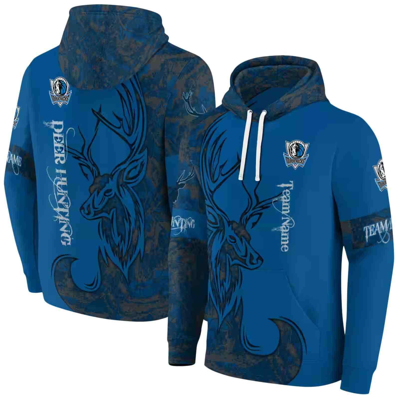 personalized dallas mavericks deer silhouette blue hoodie fashion forward