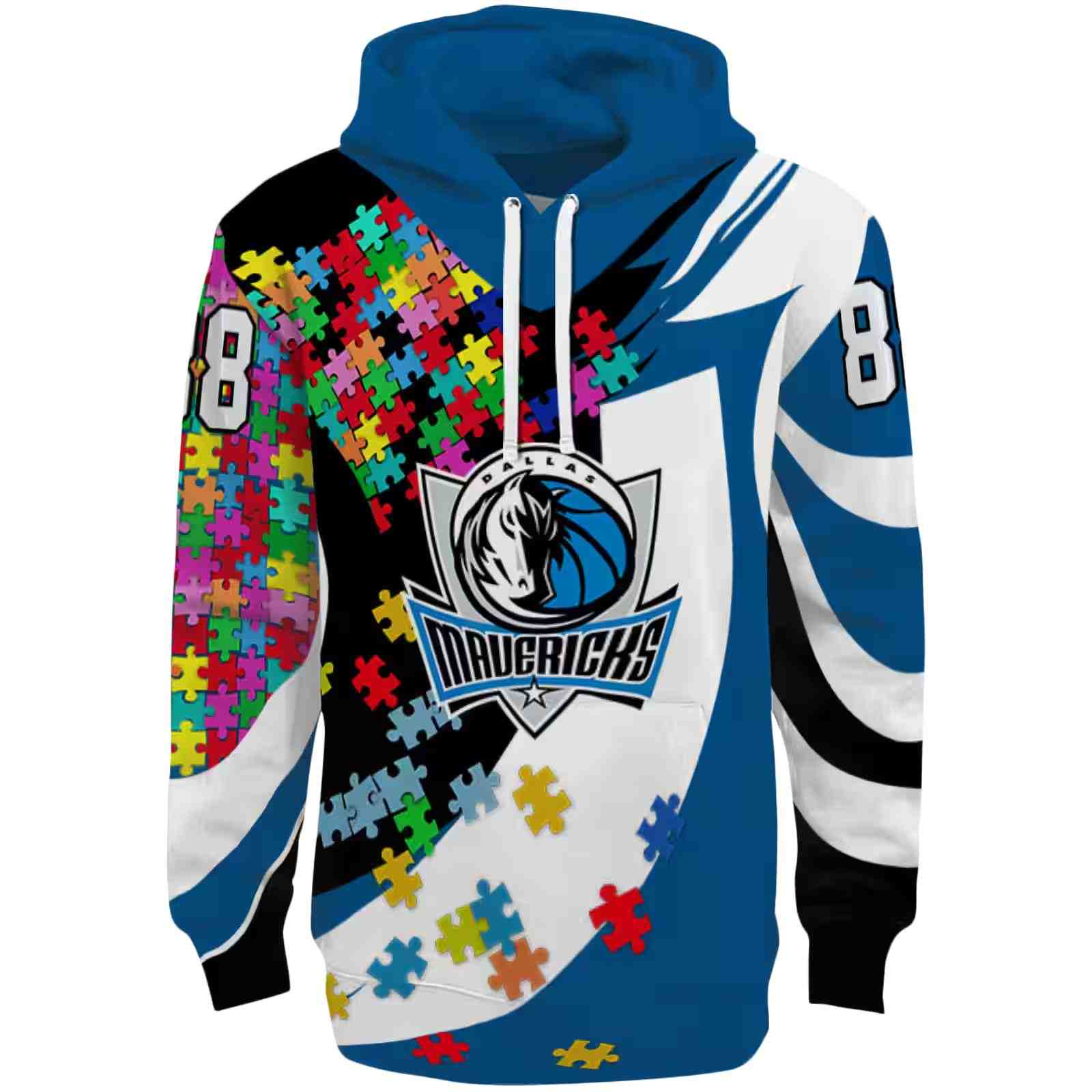 Personalized Dallas Mavericks Puzzle Pieces Blue Hoodie