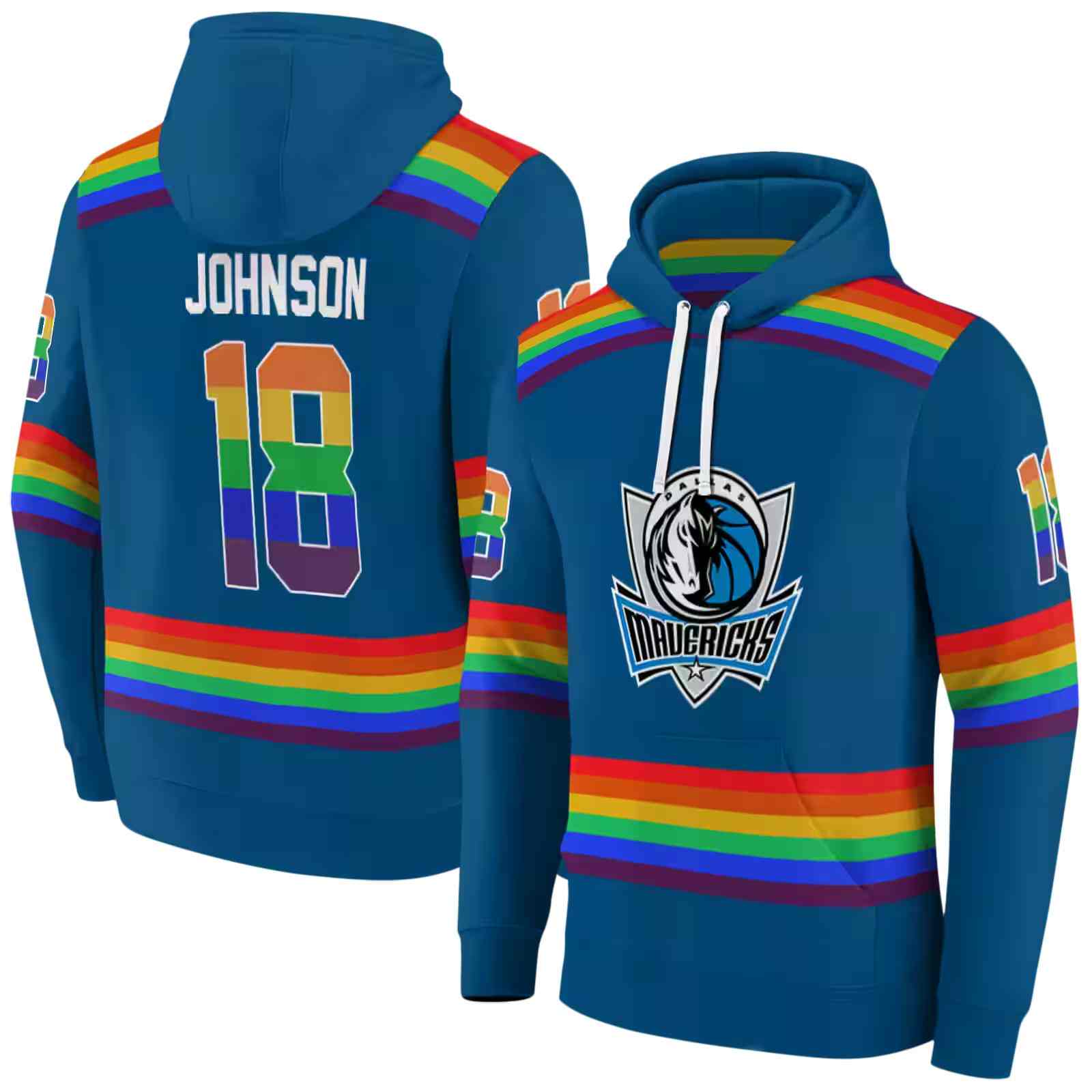 personalized dallas mavericks rainbow stripes blue hoodie fashion forward