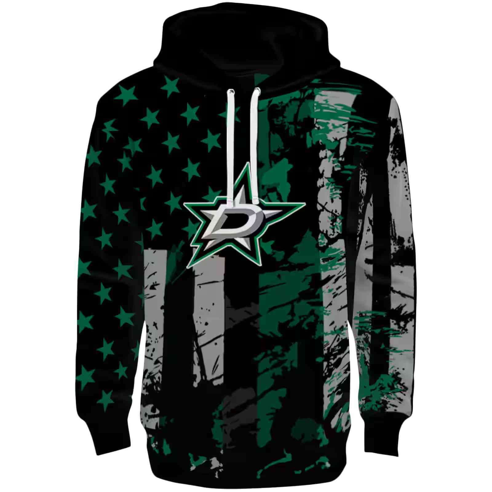 Personalized Dallas Stars Distressed Flag Green Black Hoodie