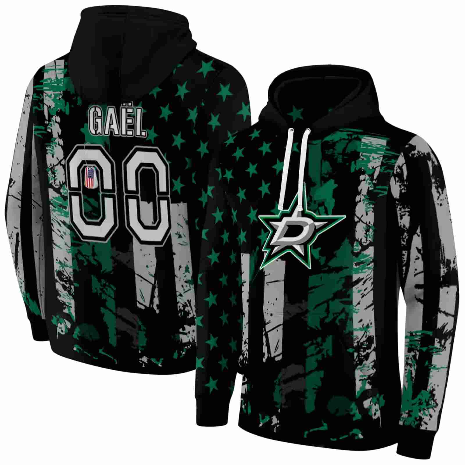 personalized dallas stars distressed flag green black hoodie fashion forward