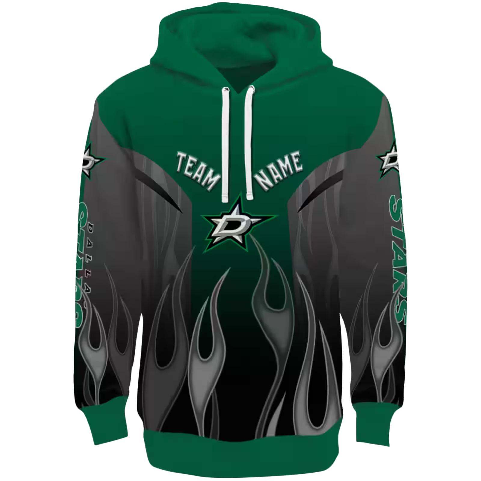 Personalized Dallas Stars Flame Design Green Hoodie