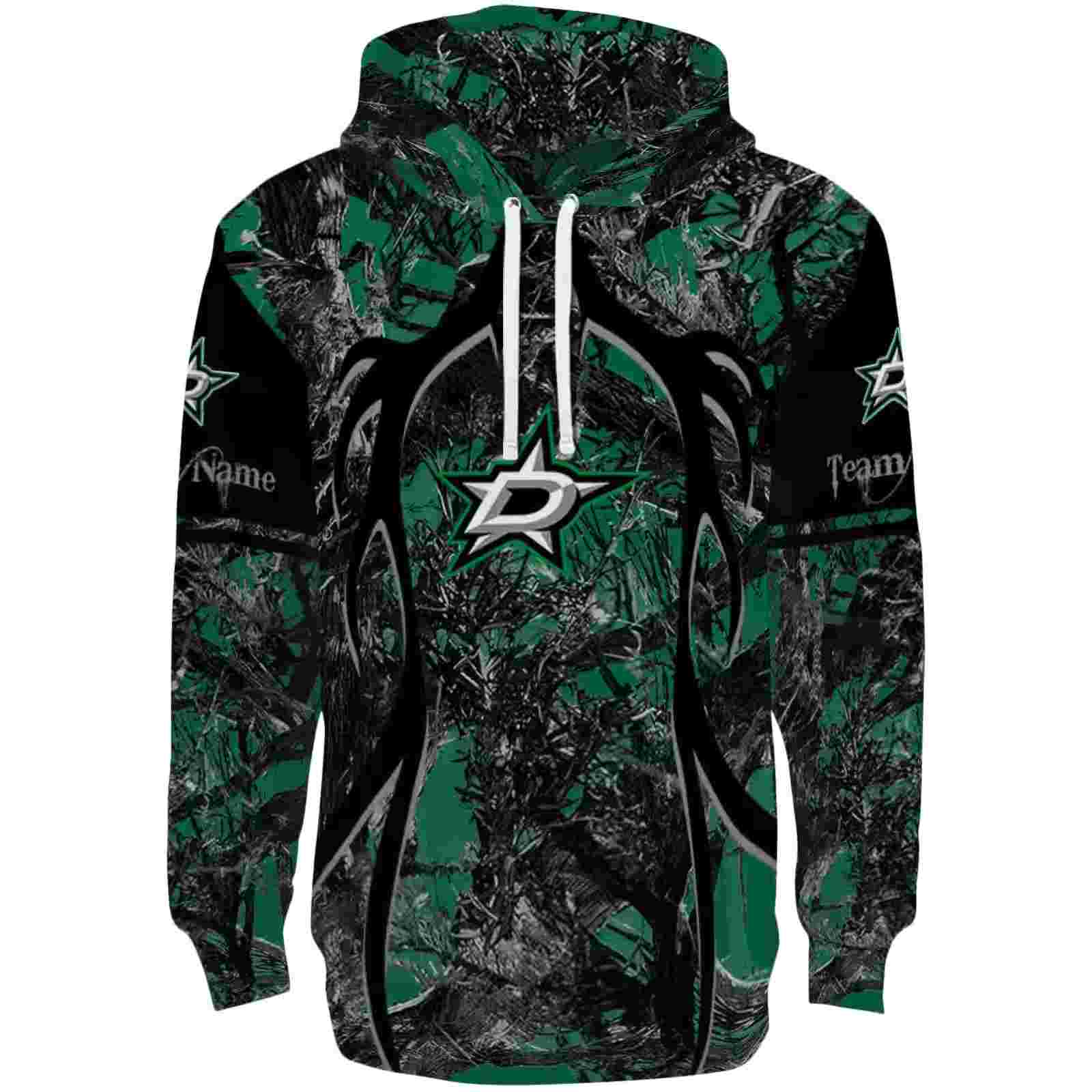 Personalized Dallas Stars Hunting Theme Green Black Hoodie