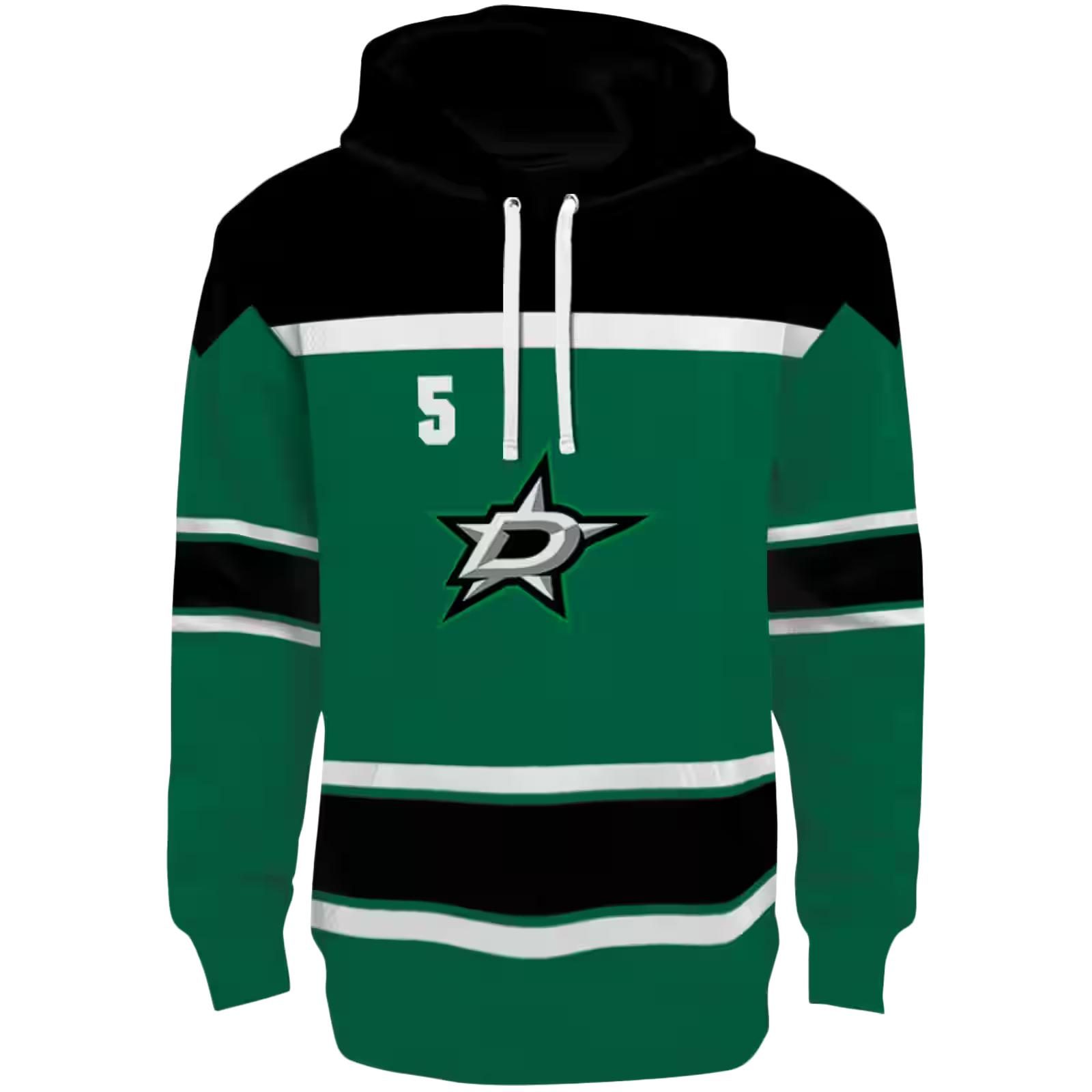 Personalized Dallas Stars Striped Pattern Green Hoodie