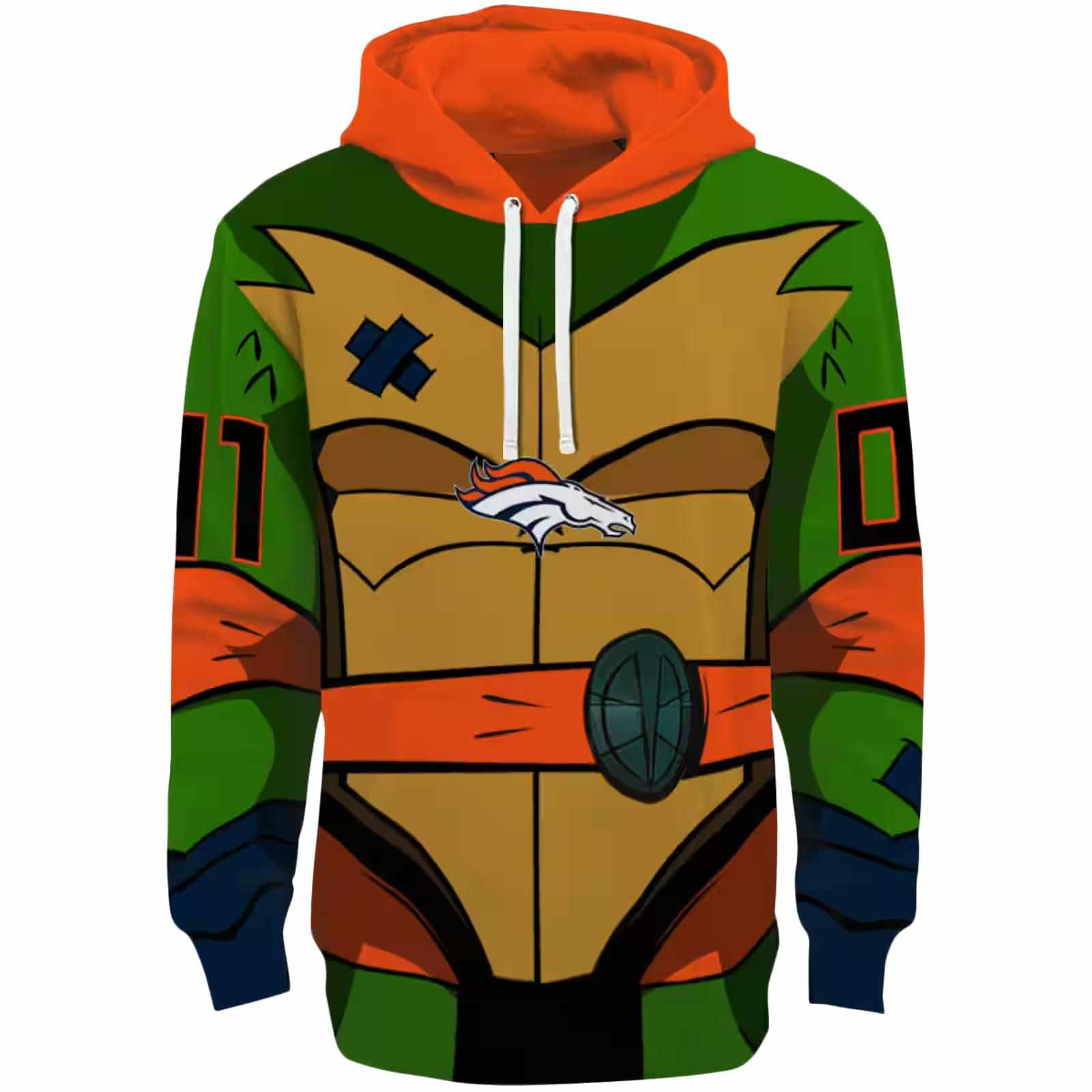 Personalized Denver Broncos Superhero Armor Orange Green Hoodie