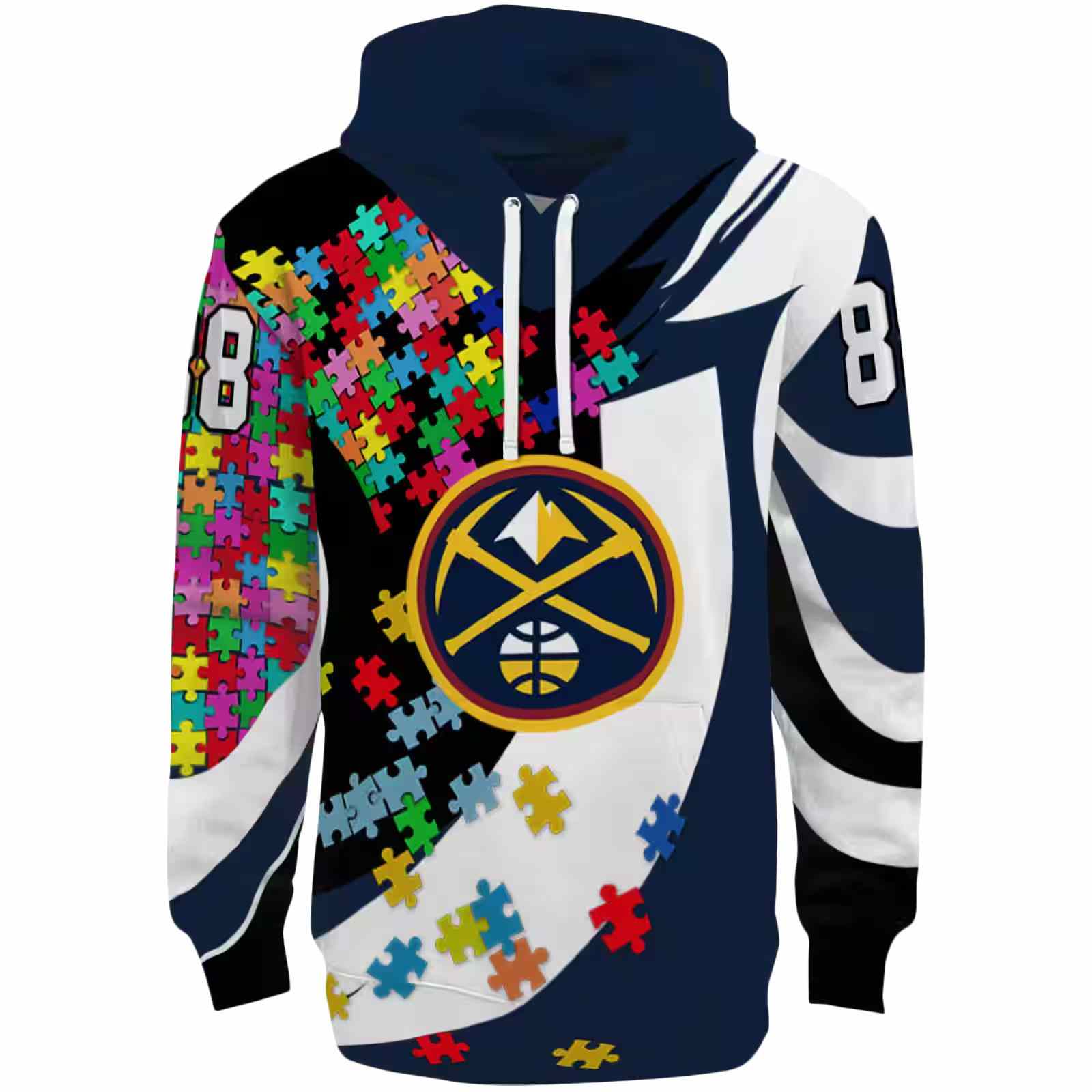 Personalized Denver Nuggets Puzzle Pieces Blue Hoodie