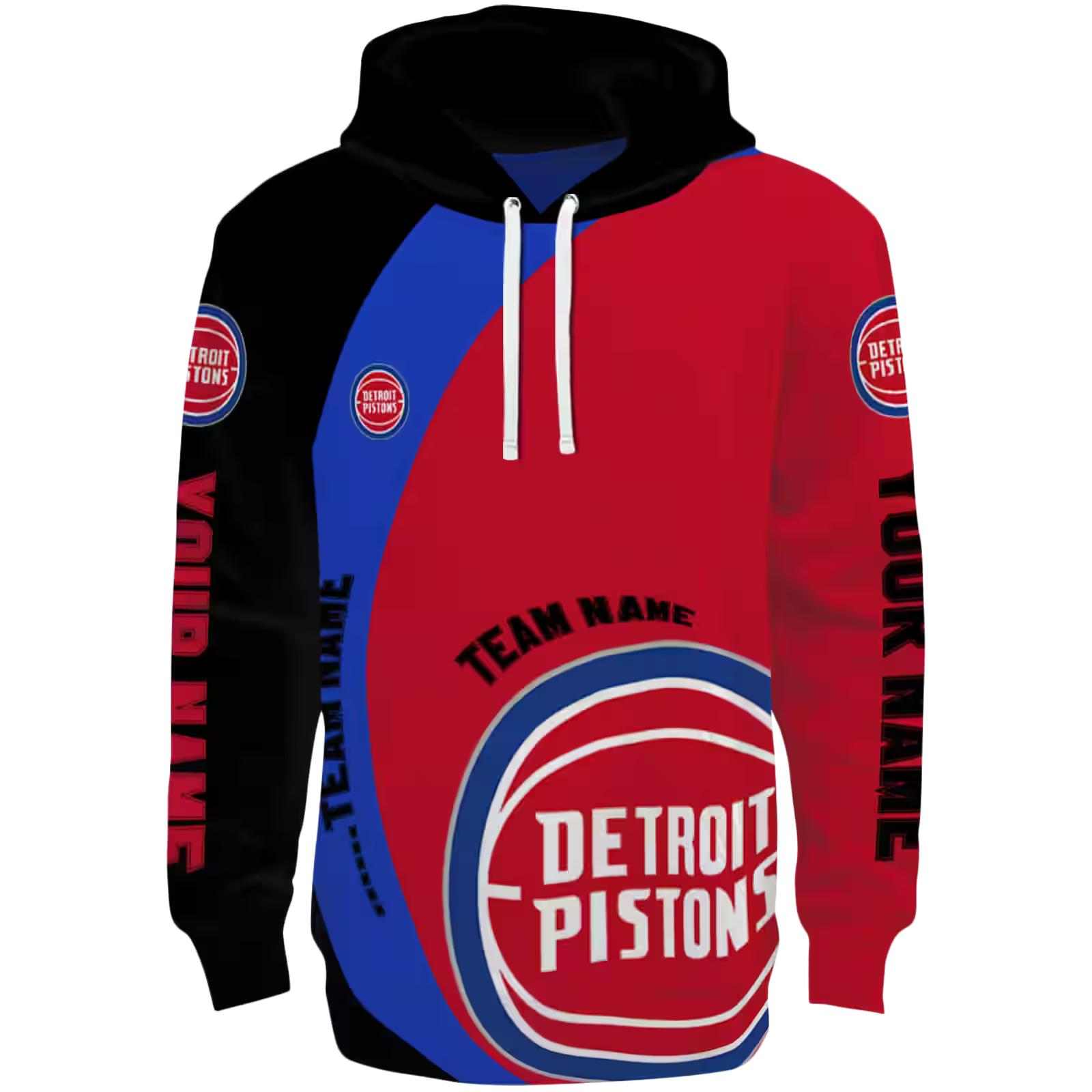 Personalized Detroit Pistons Minimalist Design Red Black Hoodie