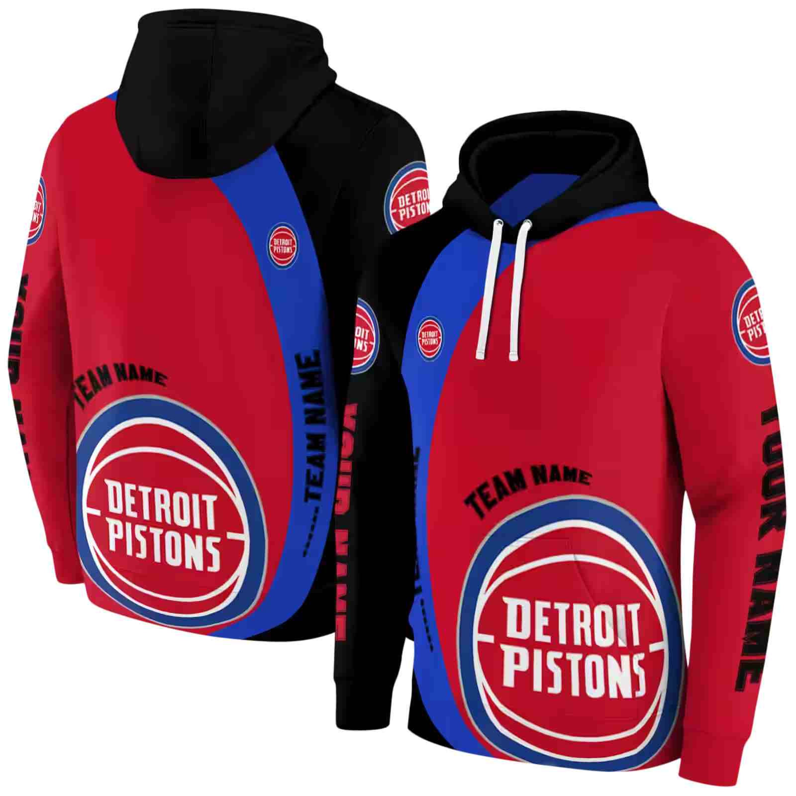 personalized detroit pistons minimalist design red black hoodie fashion forward