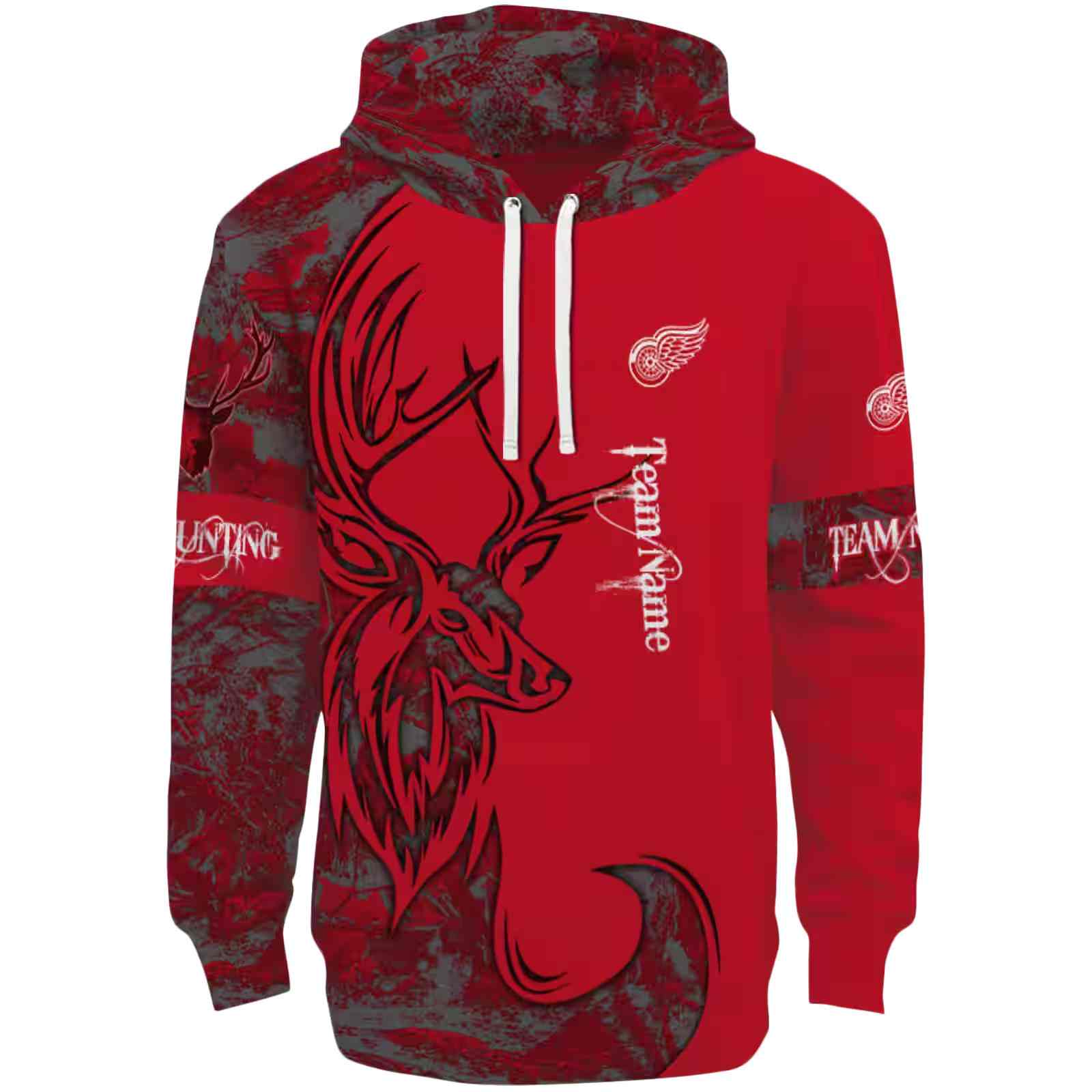 Personalized Detroit Red Wings Deer Silhouette Red Hoodie