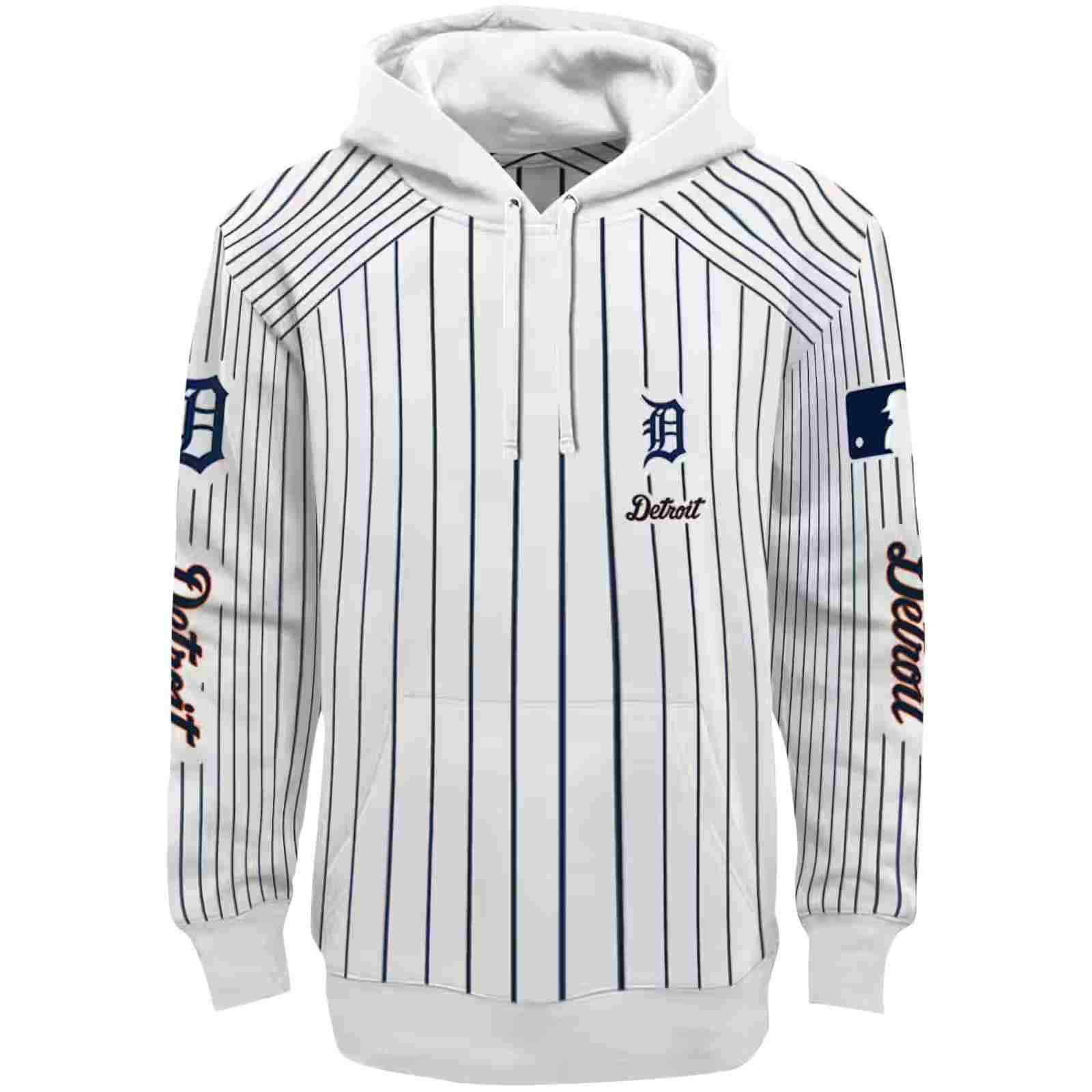 Personalized Detroit Tigers Pinstripe Pattern Navy White Hoodie