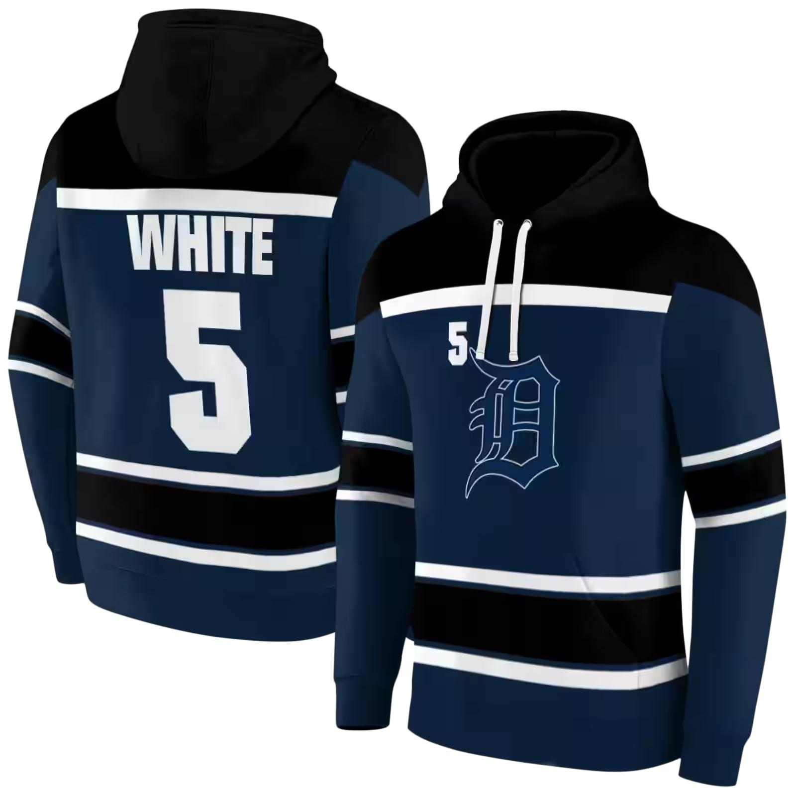 personalized detroit tigers striped pattern navy hoodie fashion forward