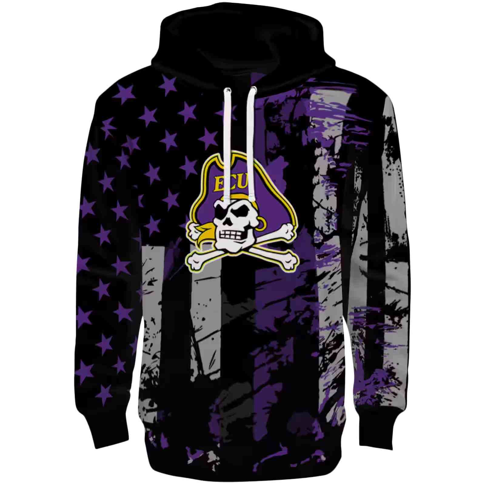 Personalized East Carolina Pirates Distressed Flag Purple Black Hoodie