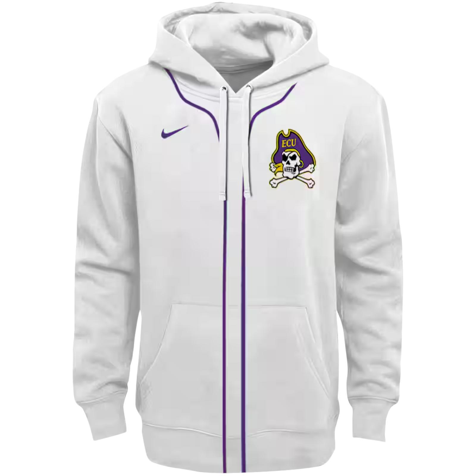 Personalized East Carolina Pirates Sporty Stripe White Hoodie