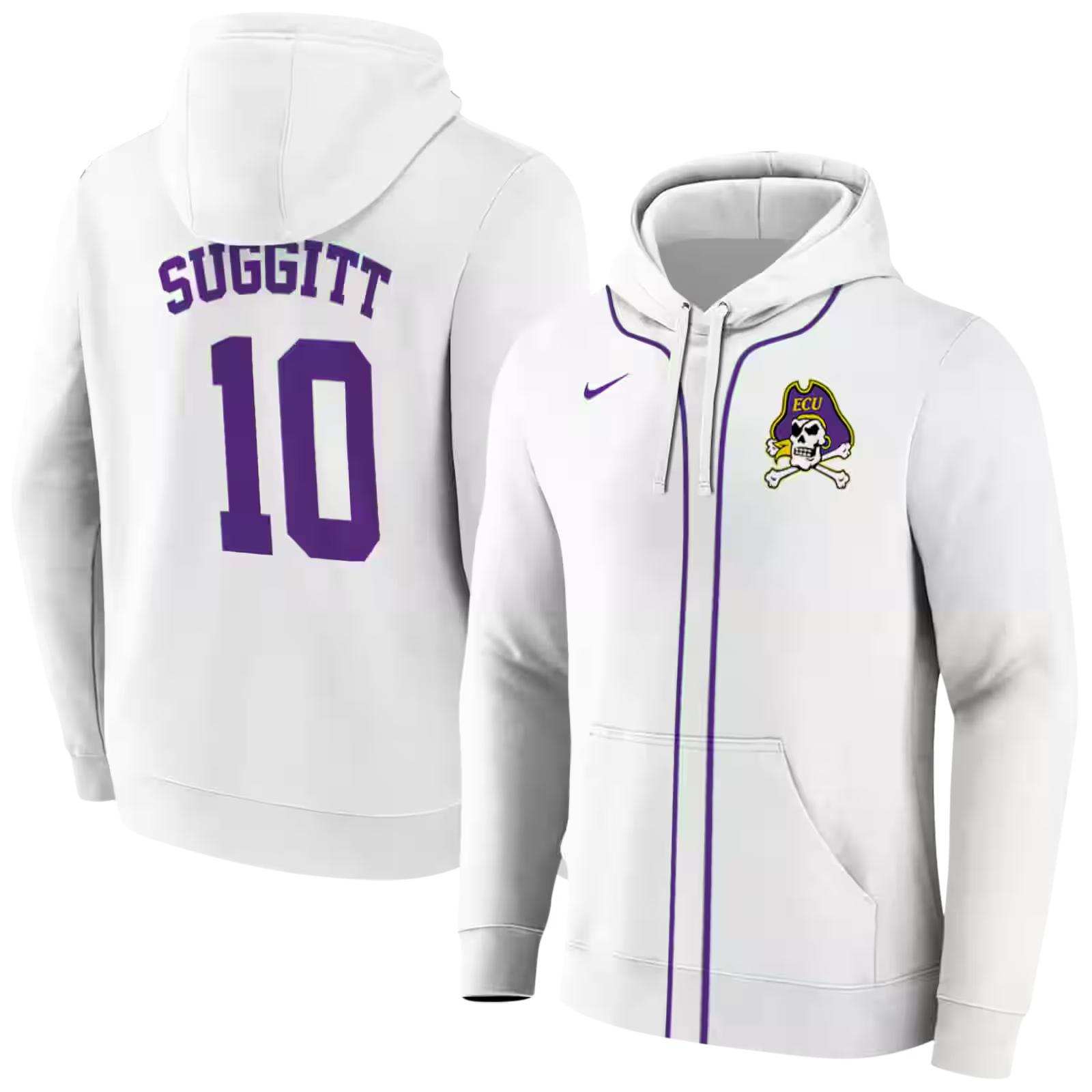 personalized east carolina pirates sporty stripe white hoodie fashion forward